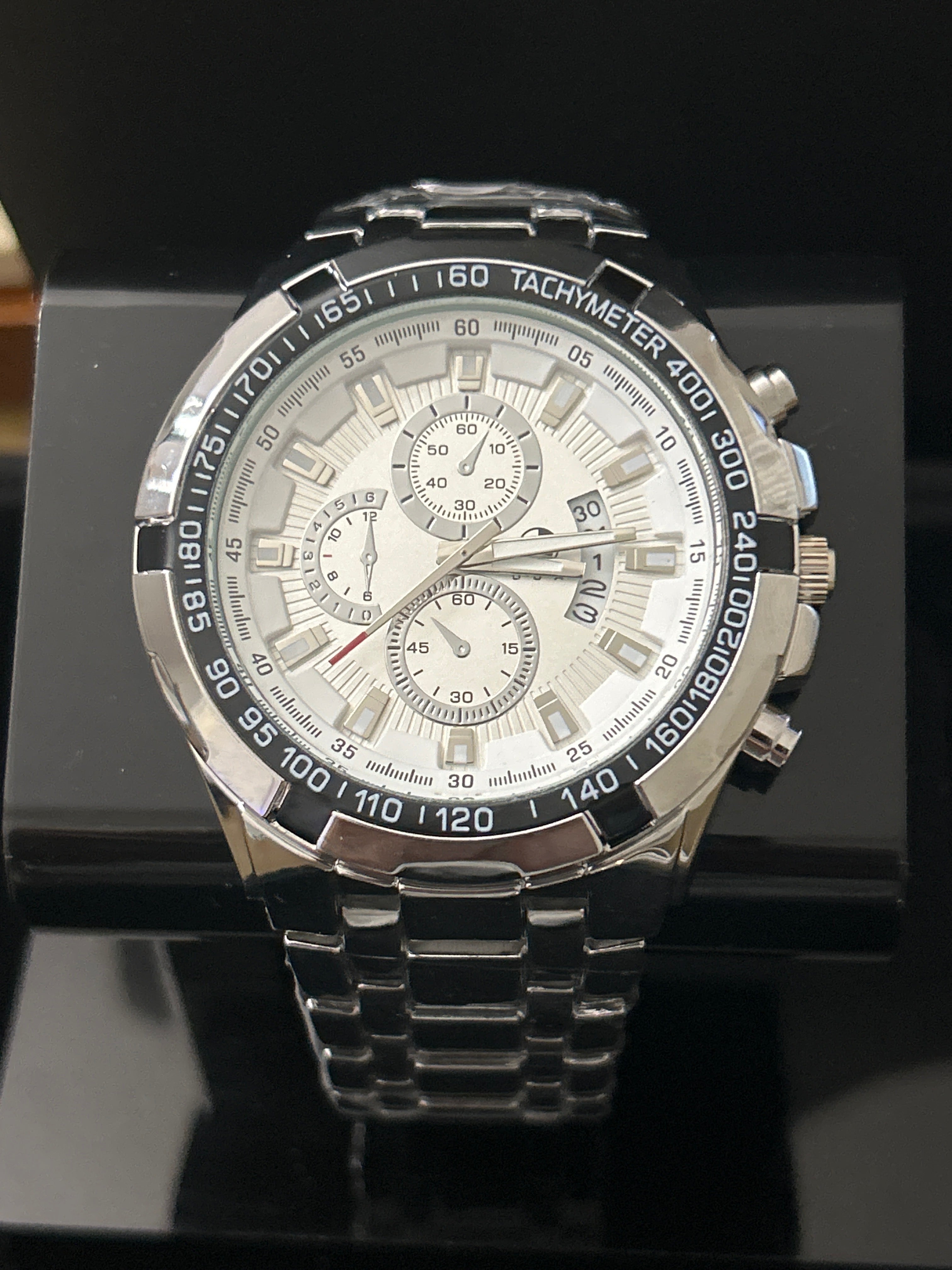 47mm Silver With Black Dial