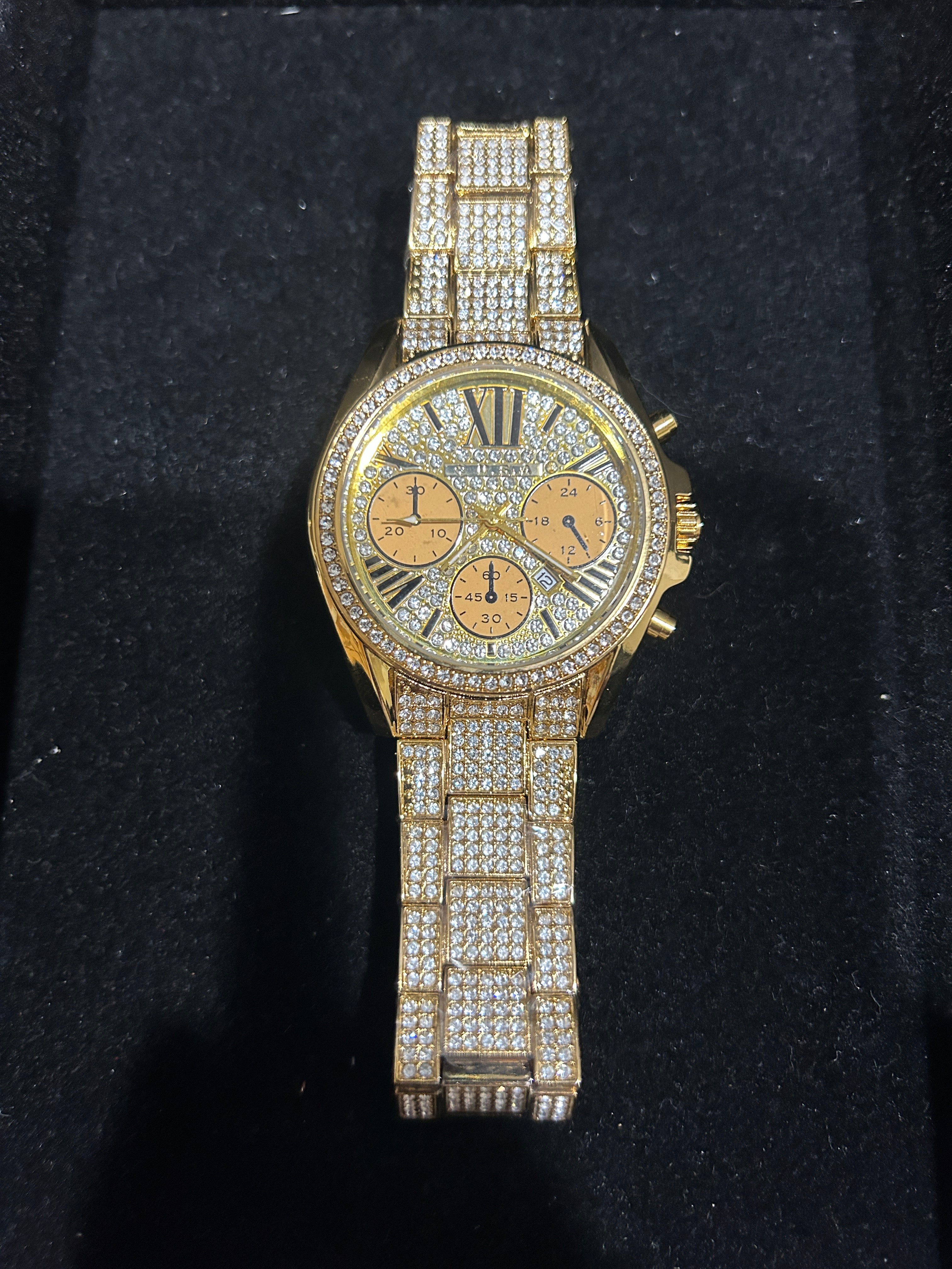 W21 - 40mm Gold Iced Out VVS CZ Cartier Style