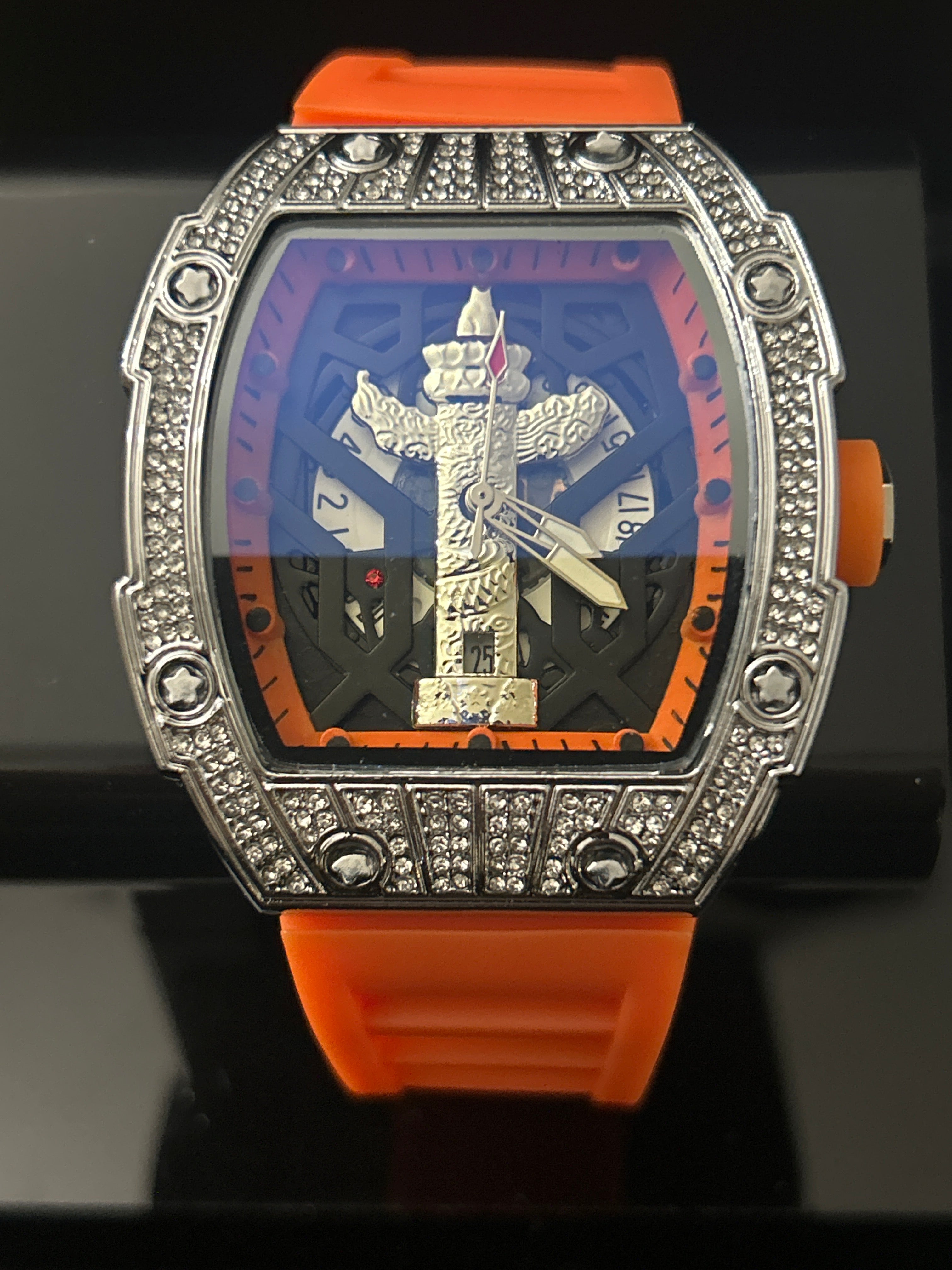 W35 - Silver W/ Orange Band VVS CZ RM Style