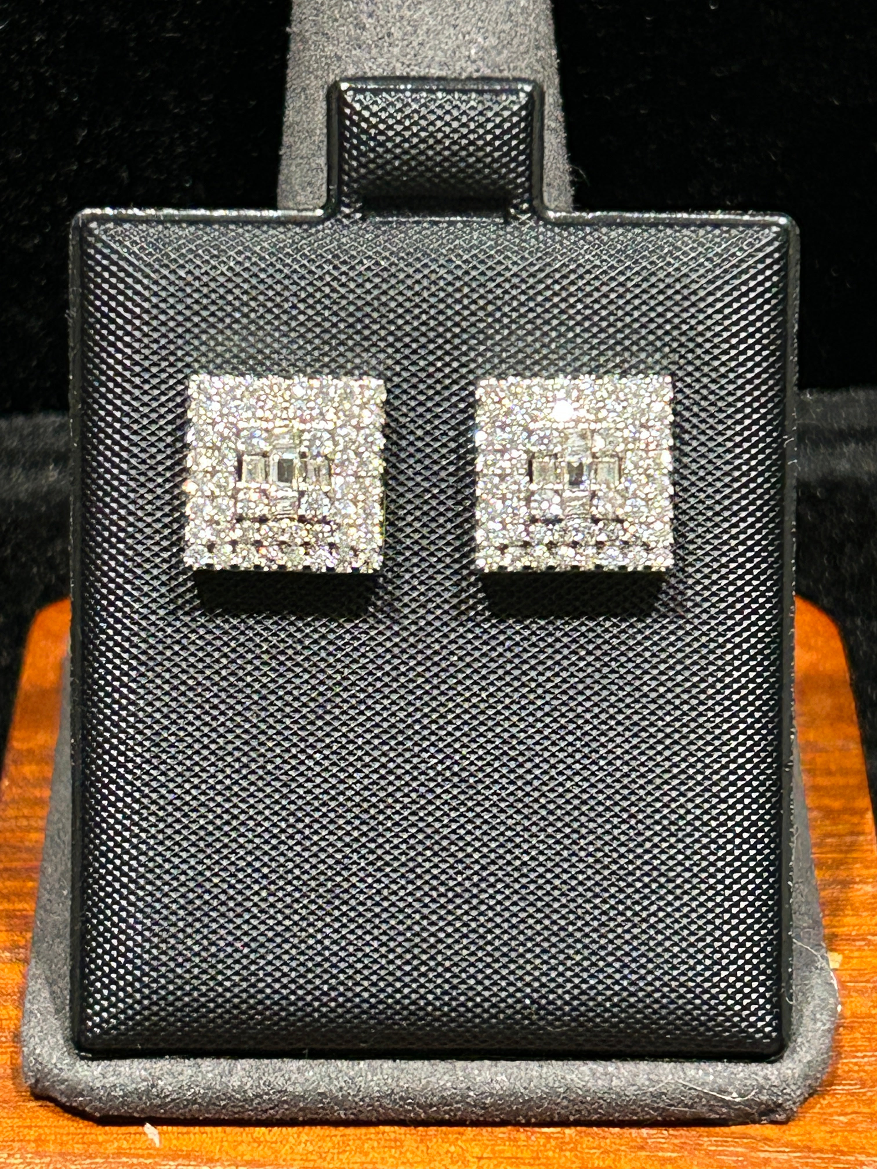 E61 - 14K White Gold 10mm VVS CZ Square Studs