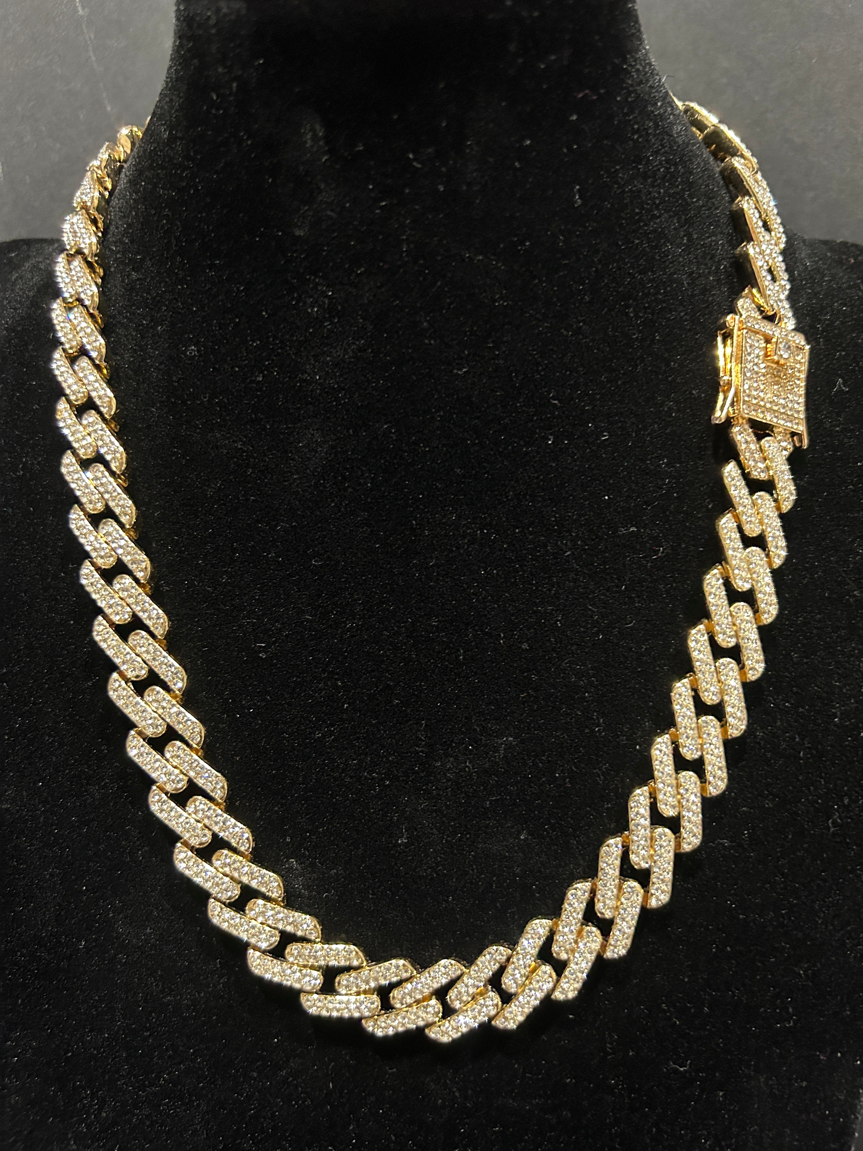 C63 - 14K Gold Iced Out 20 Inch Cuban