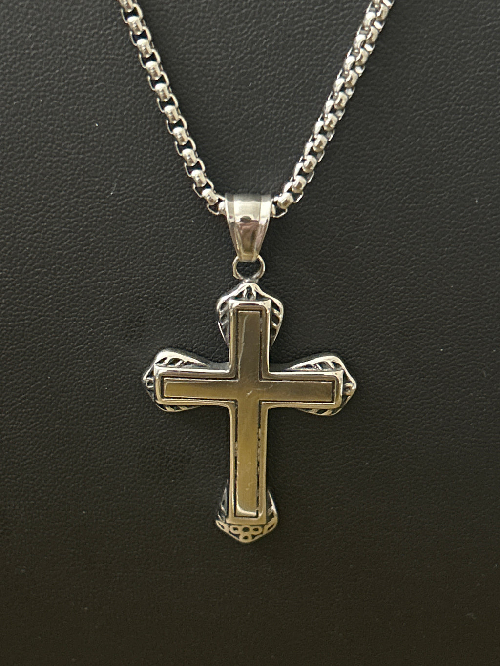 C99 - 22 Inch Stainless Box Chain W/ Stainless Cross