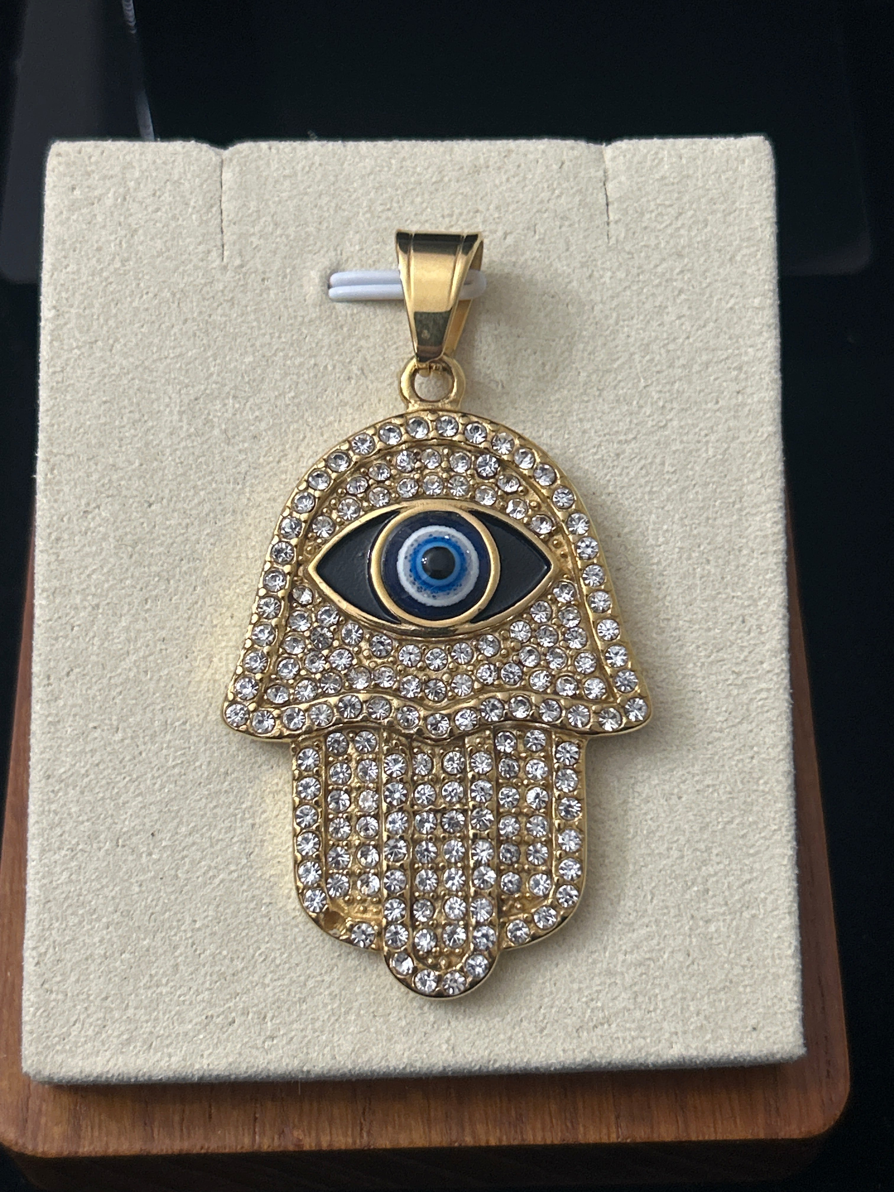 14k Gold VVS CZ Hamsa Evil Eye