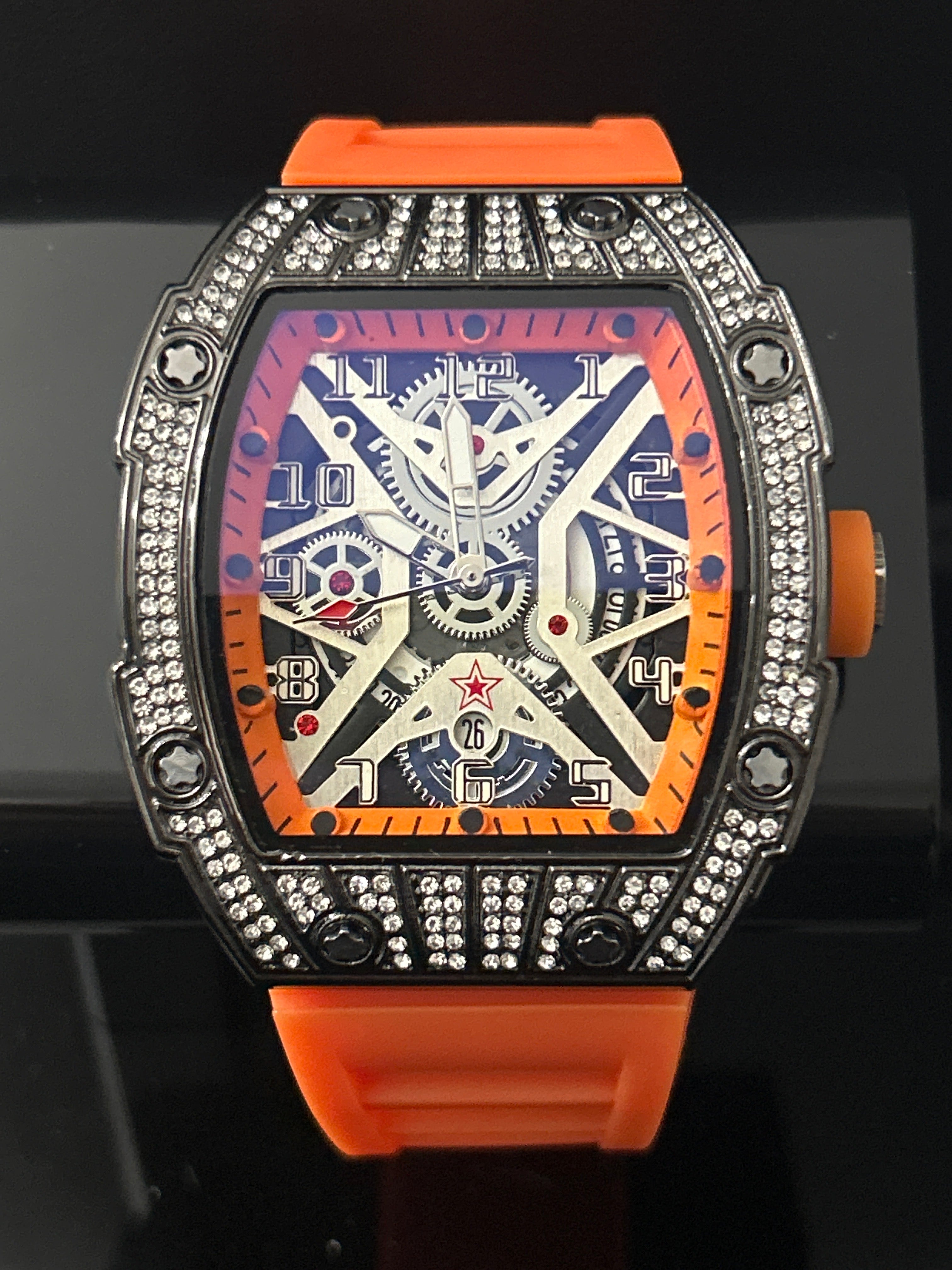 W56 - VVS CZ Black Face W/ Orange Band RM Style