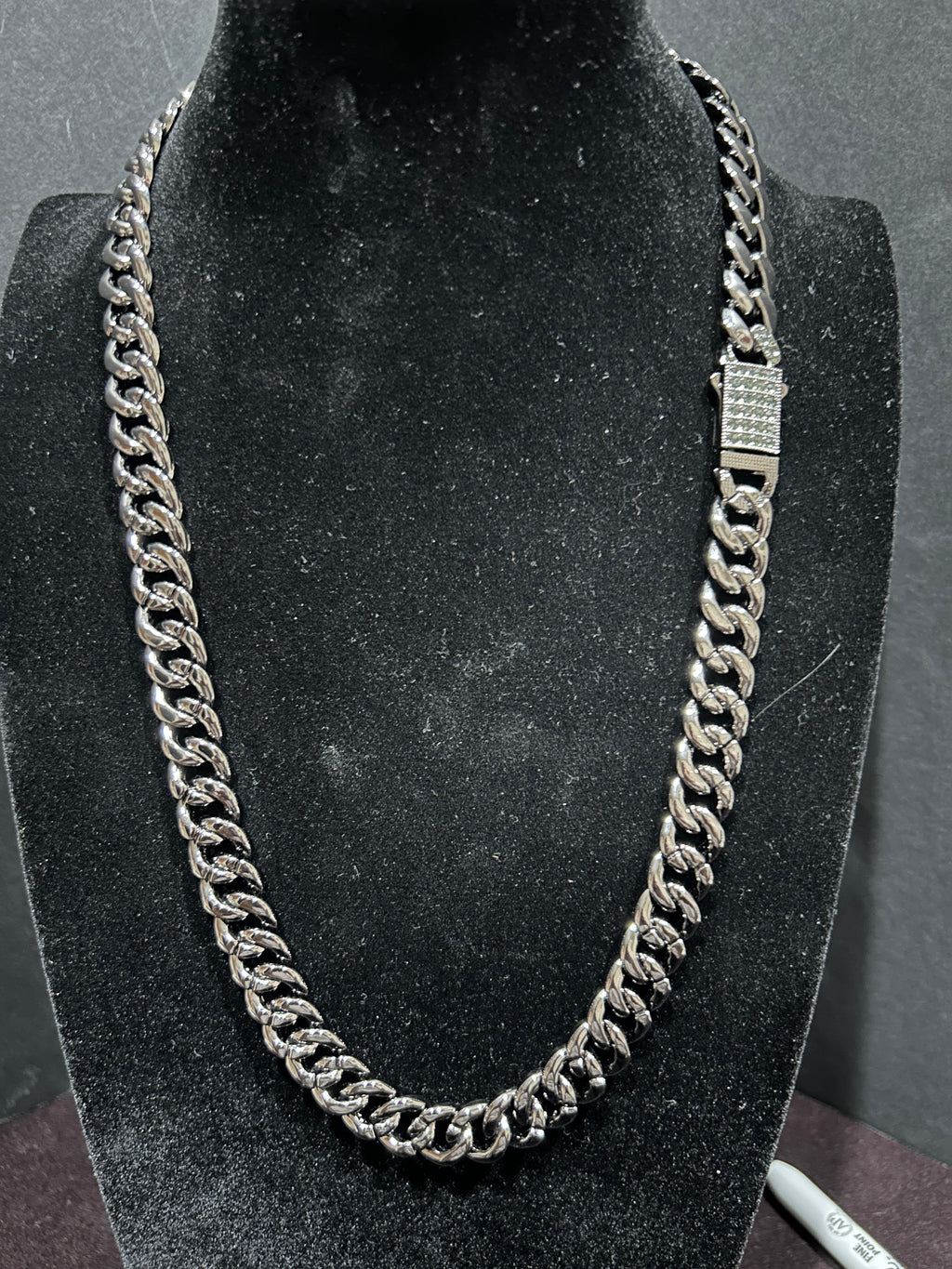 C64 - Black Stainless Steel 24 Inch Cuban VVS CZ