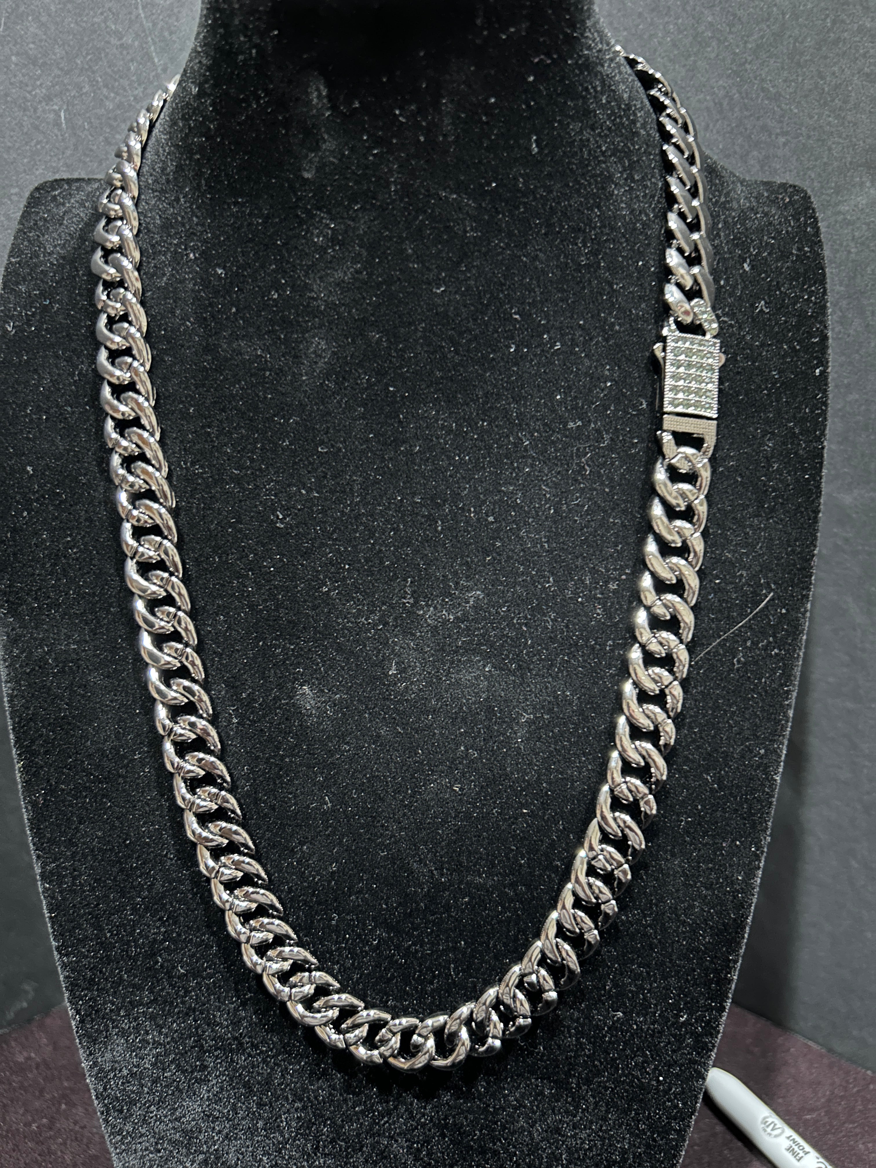 C64 - Black Stainless Steel 24 Inch Cuban VVS CZ