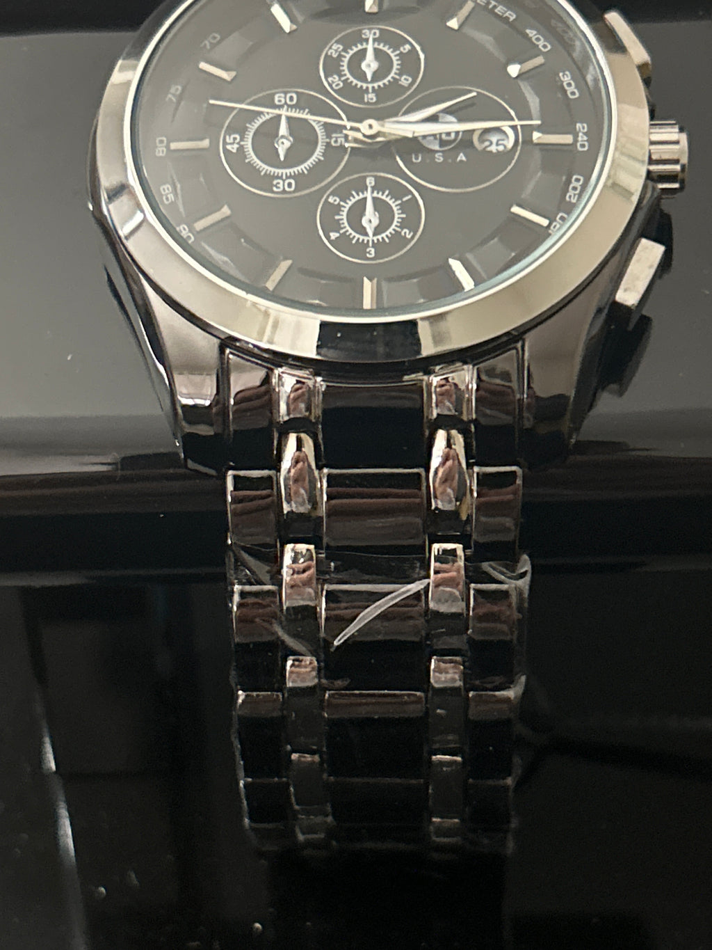 45mm Two Tone Black/Silver Black Face Silver Dial