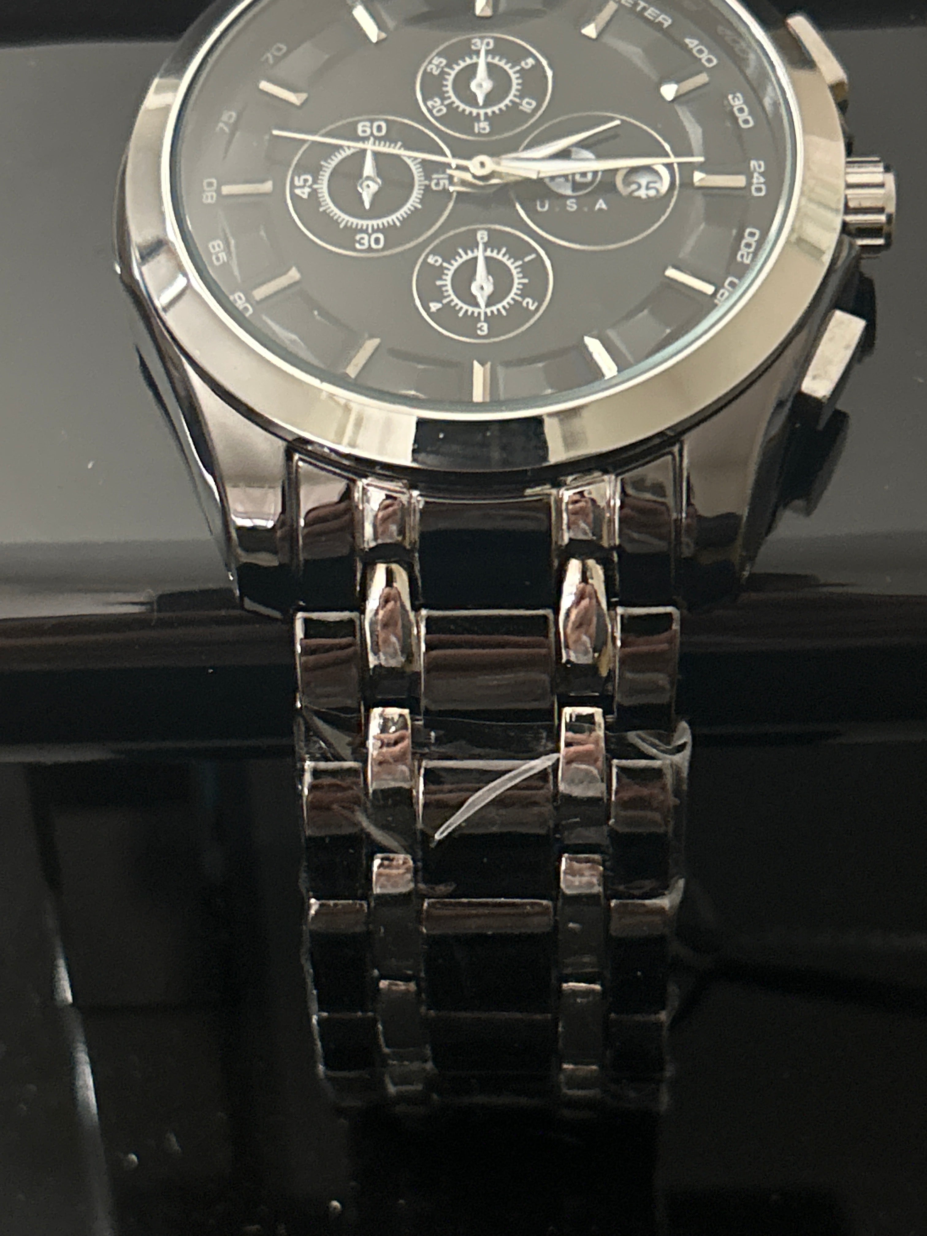 45mm Two Tone Black/Silver Black Face Silver Dial