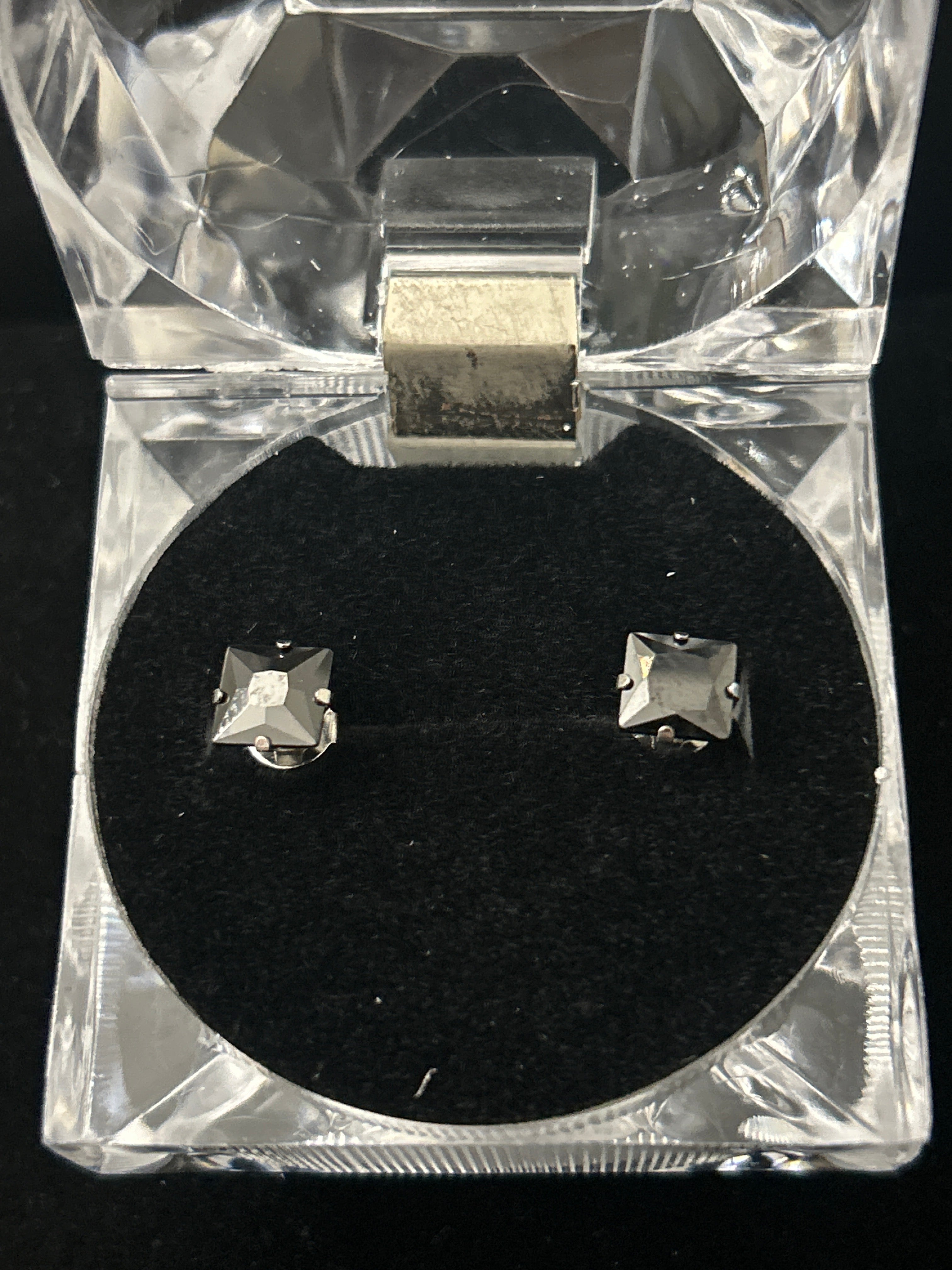 Stainless Steel Black VVS CZ Squares