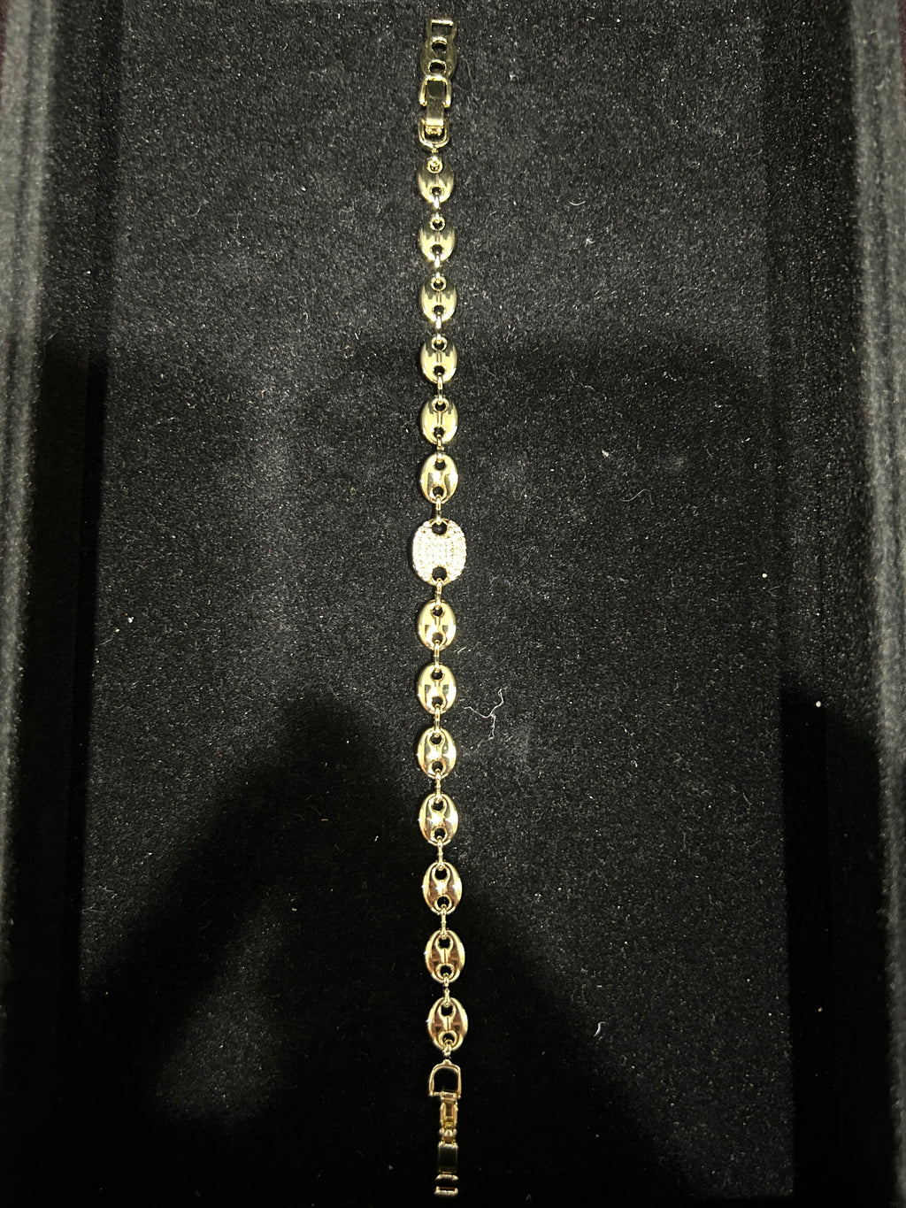 B65 - 14K Gold VVS CZ Bubble Gucci 7 Inch