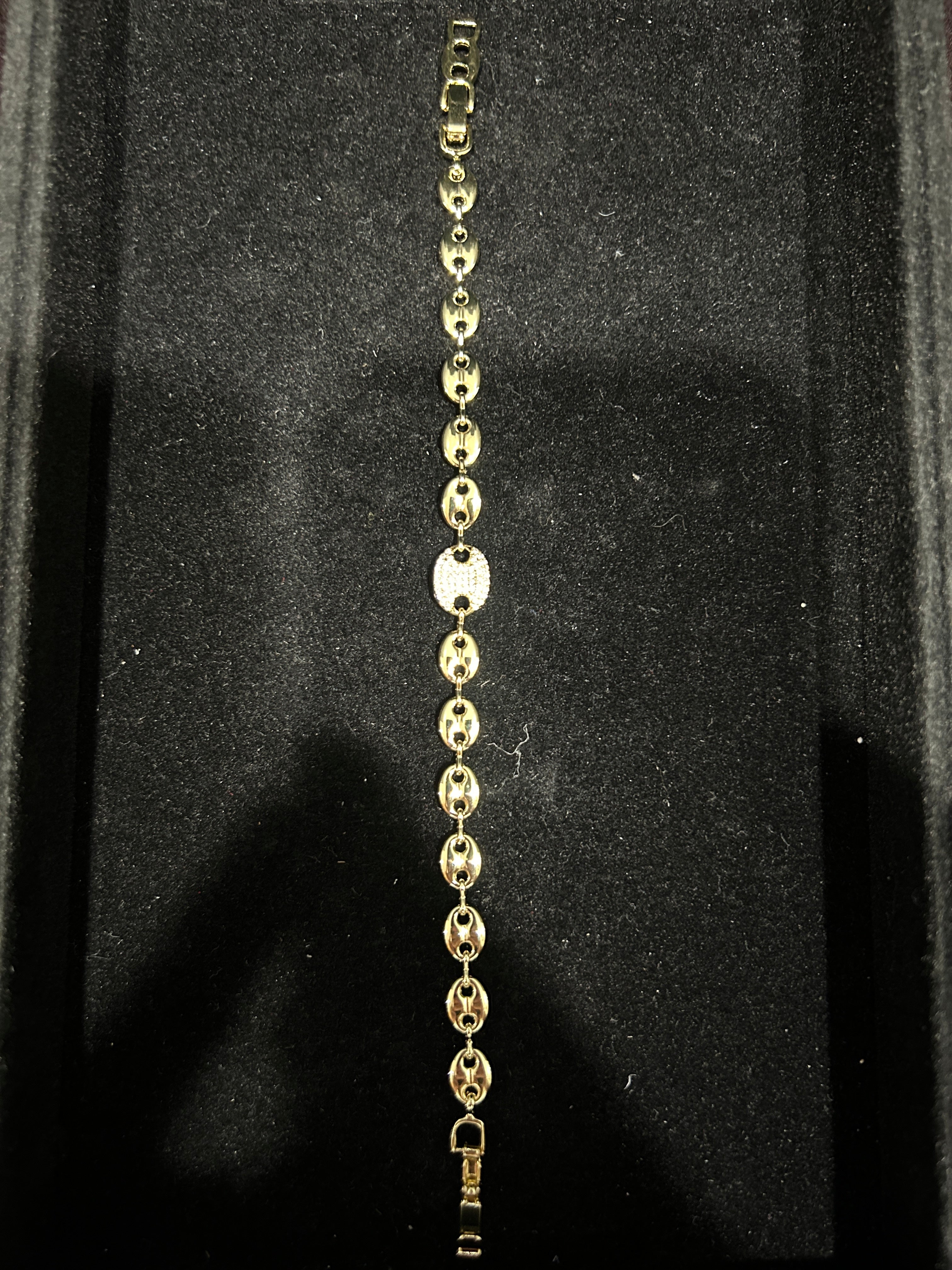 B65 - 14K Gold VVS CZ Bubble Gucci 7 Inch