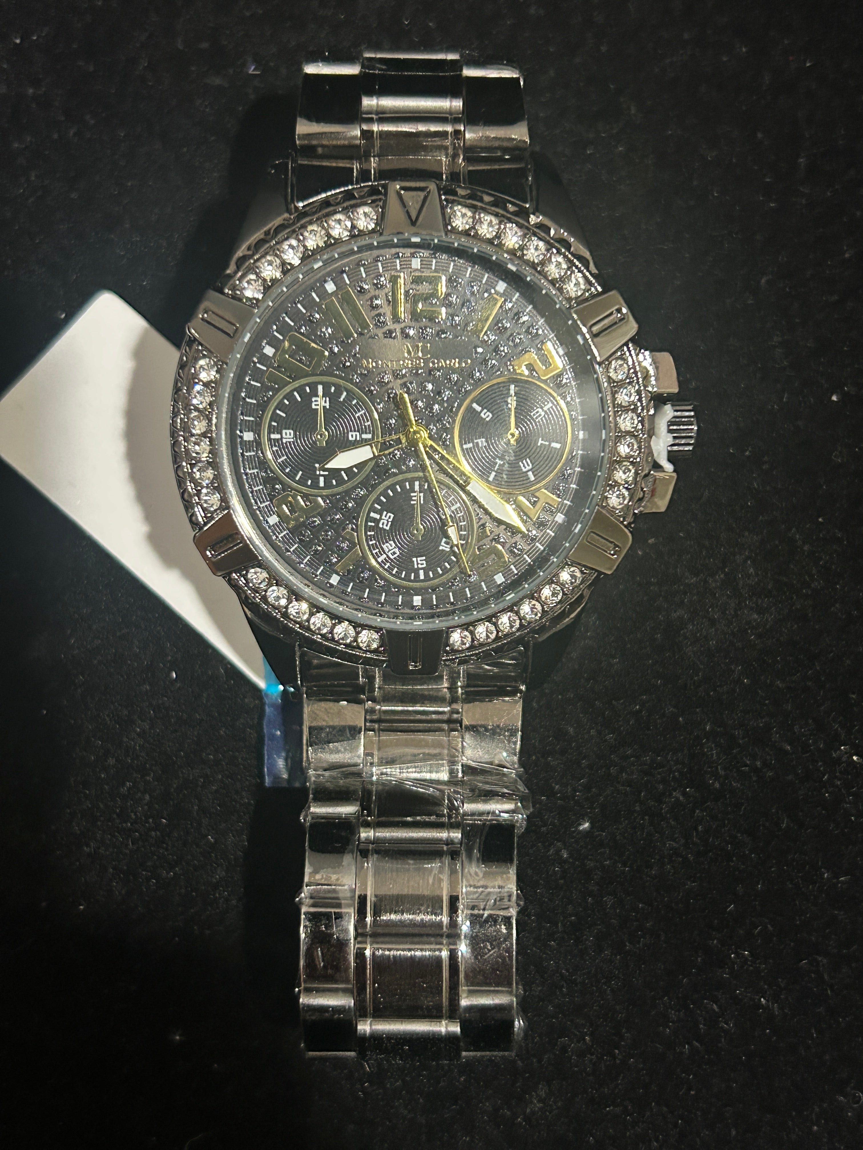 W12 - Black/Black Gold Numbers CZ Bezel