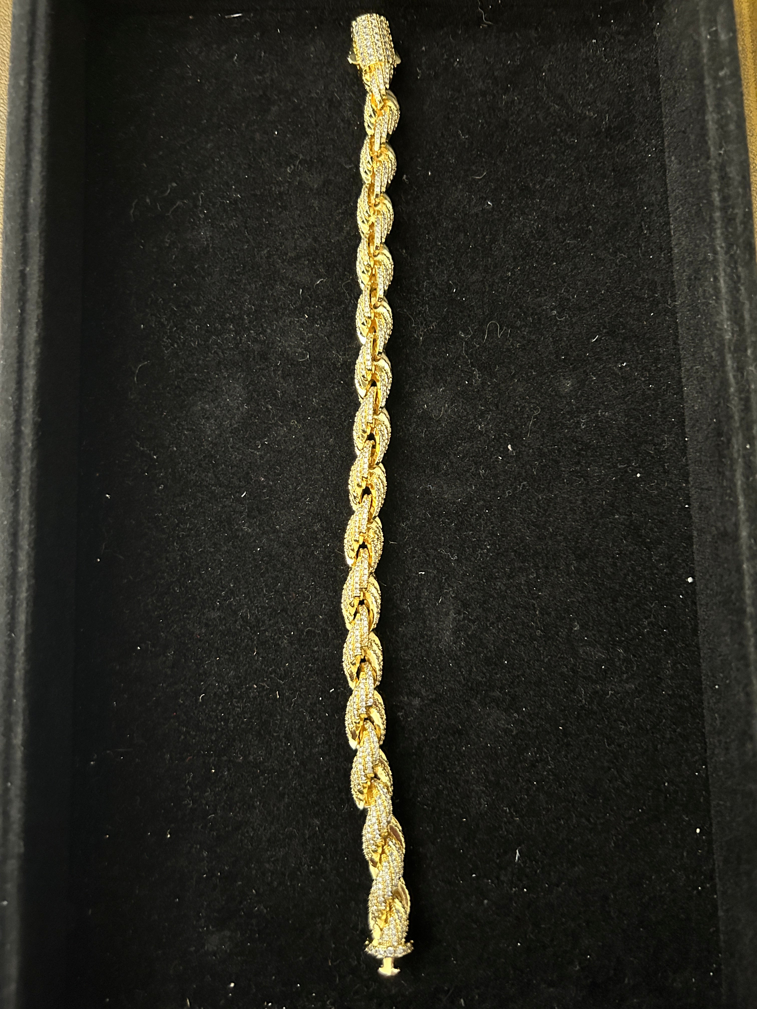 B72 - 14K Gold VVS CZ 7.5 Inch Rope