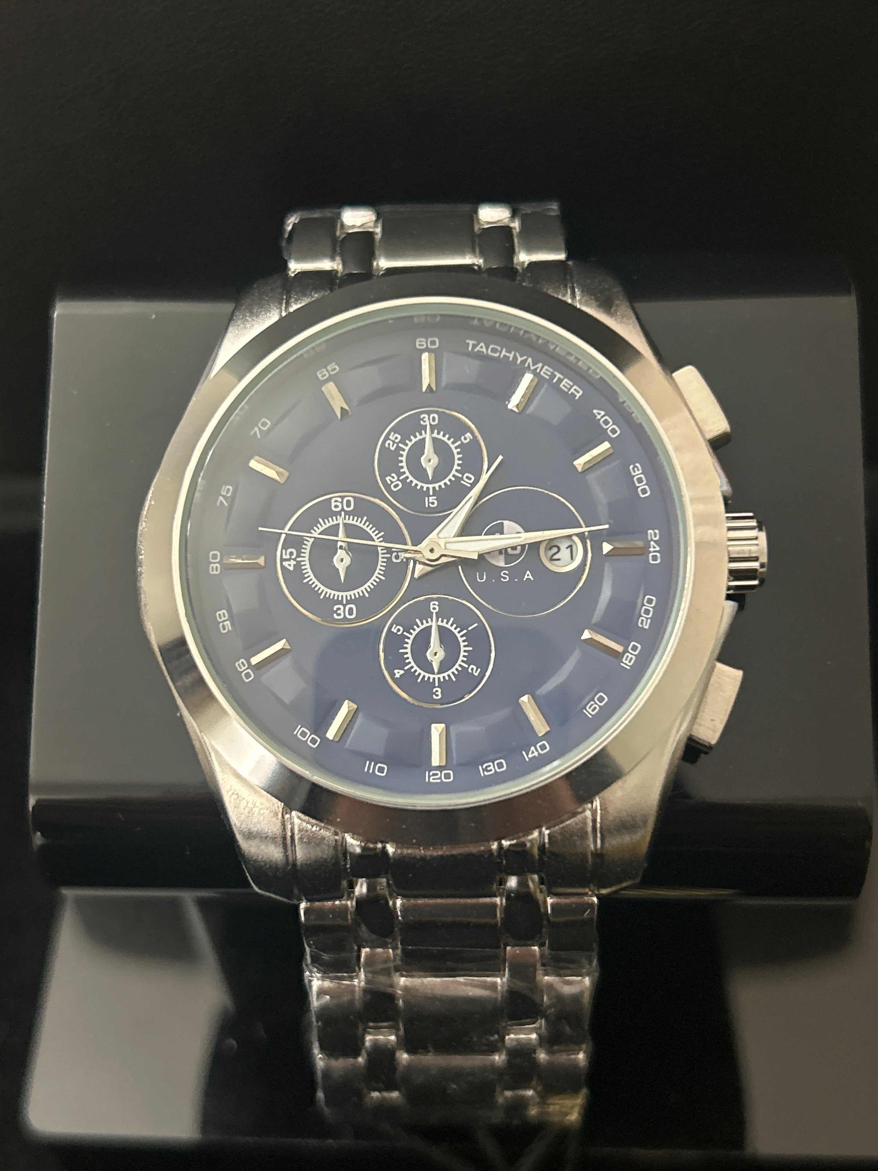 45mm Silver W/ Blue Face