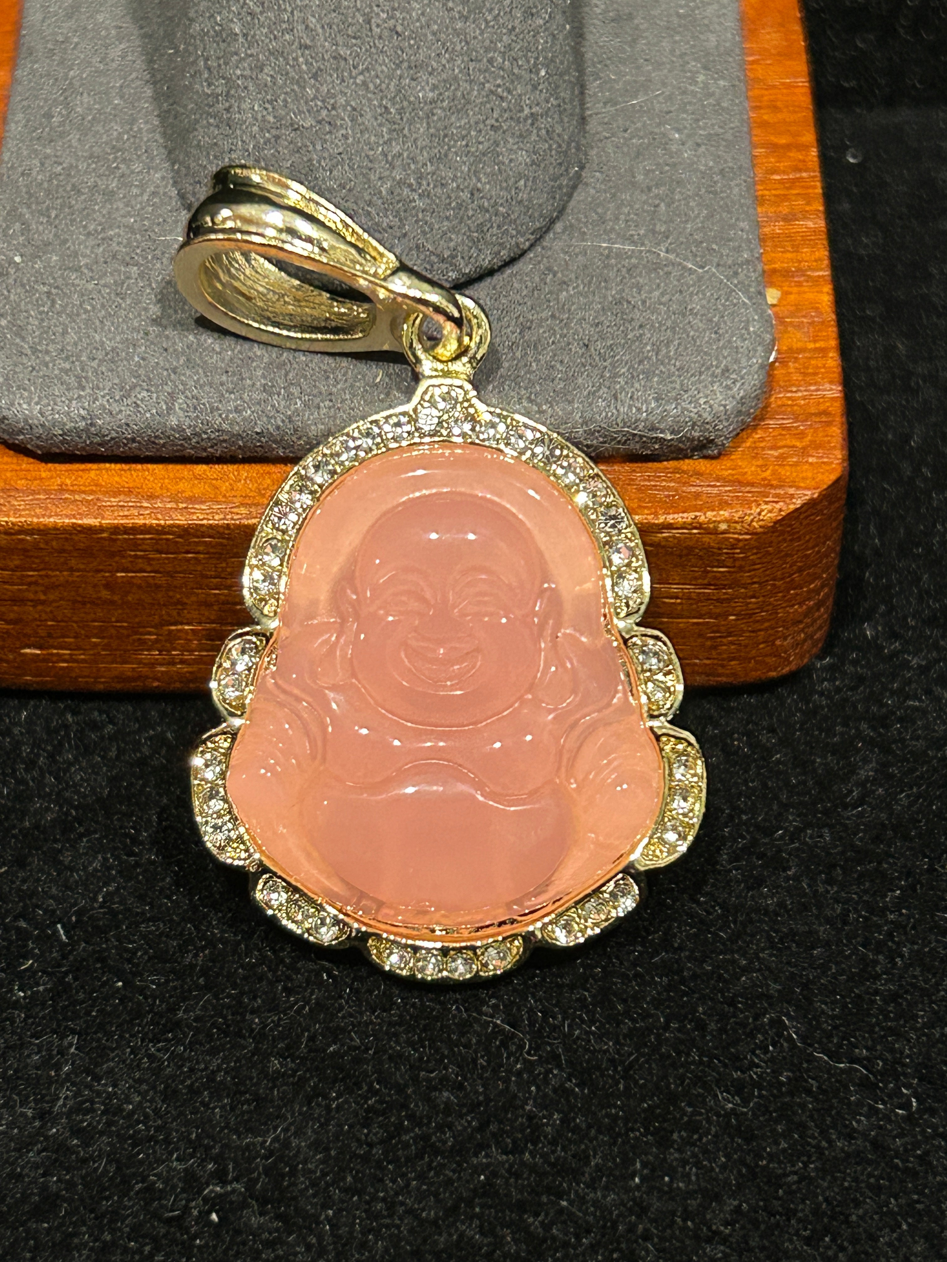 P50 - 14K White Gold VVS CZ Pink Buddha