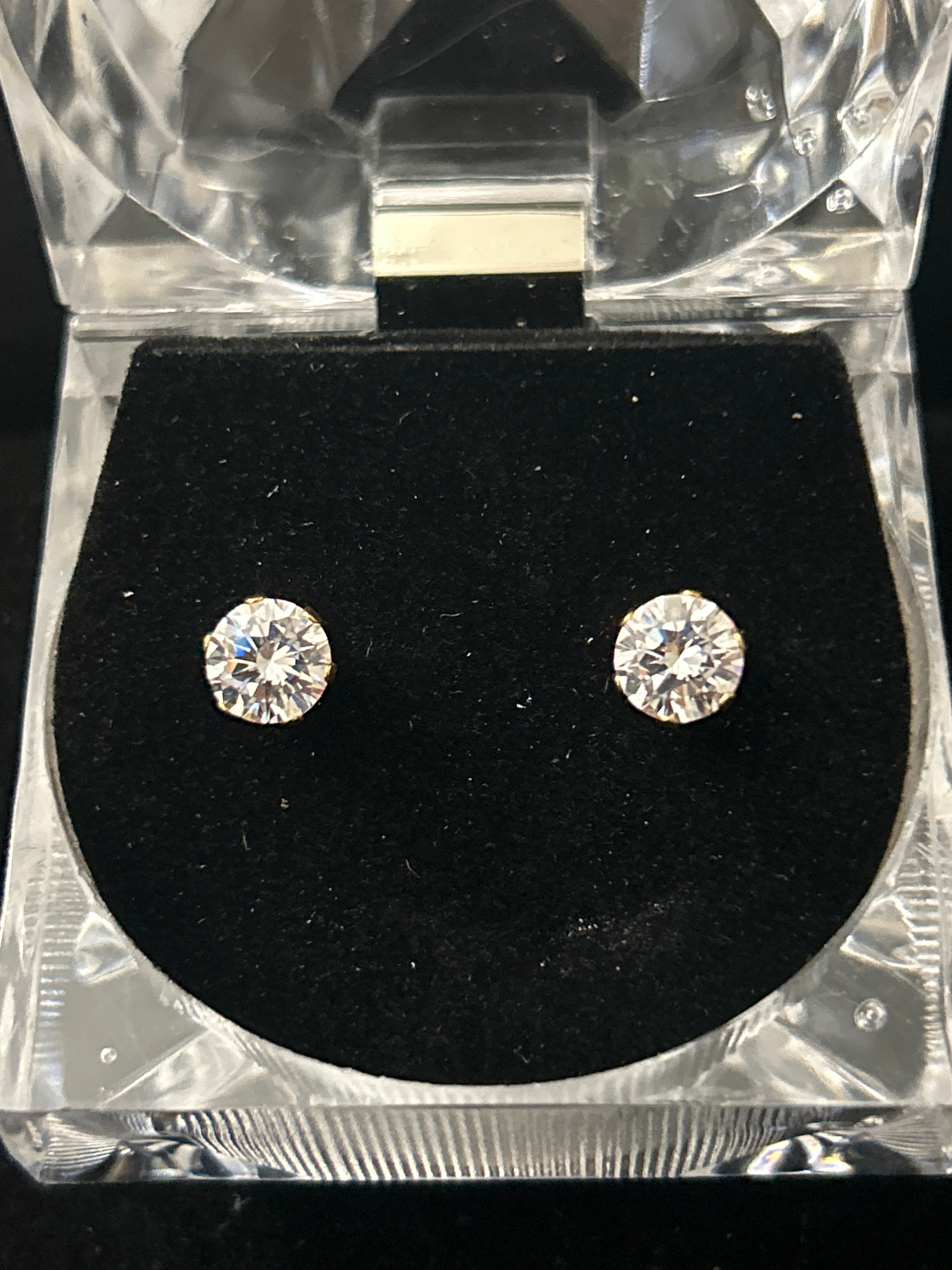 14k Gold Stainless Steel VVS CZ Round Studs