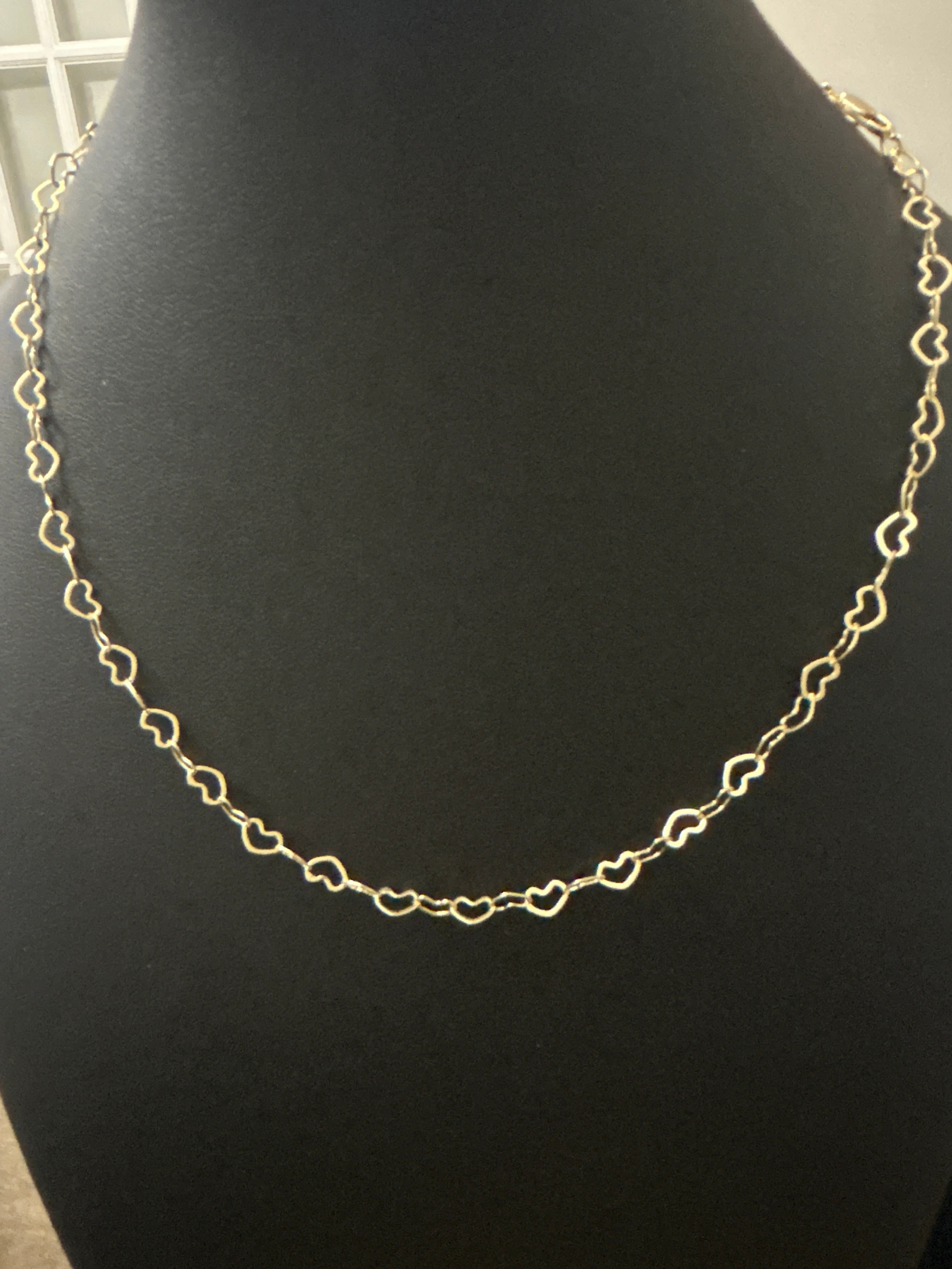 14k Gold 18Inch Hearts