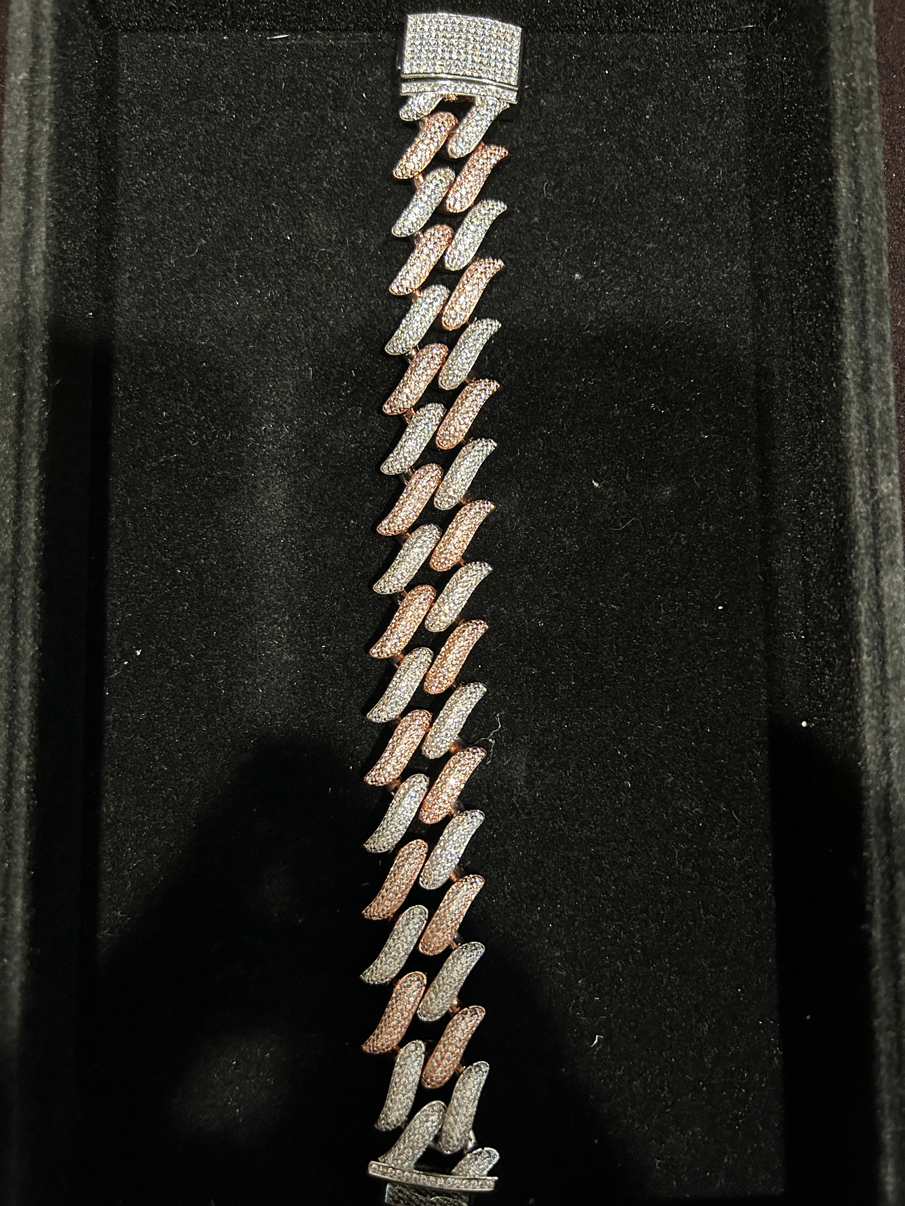 14K White/Rose Gold VVS CZ 8 Inch