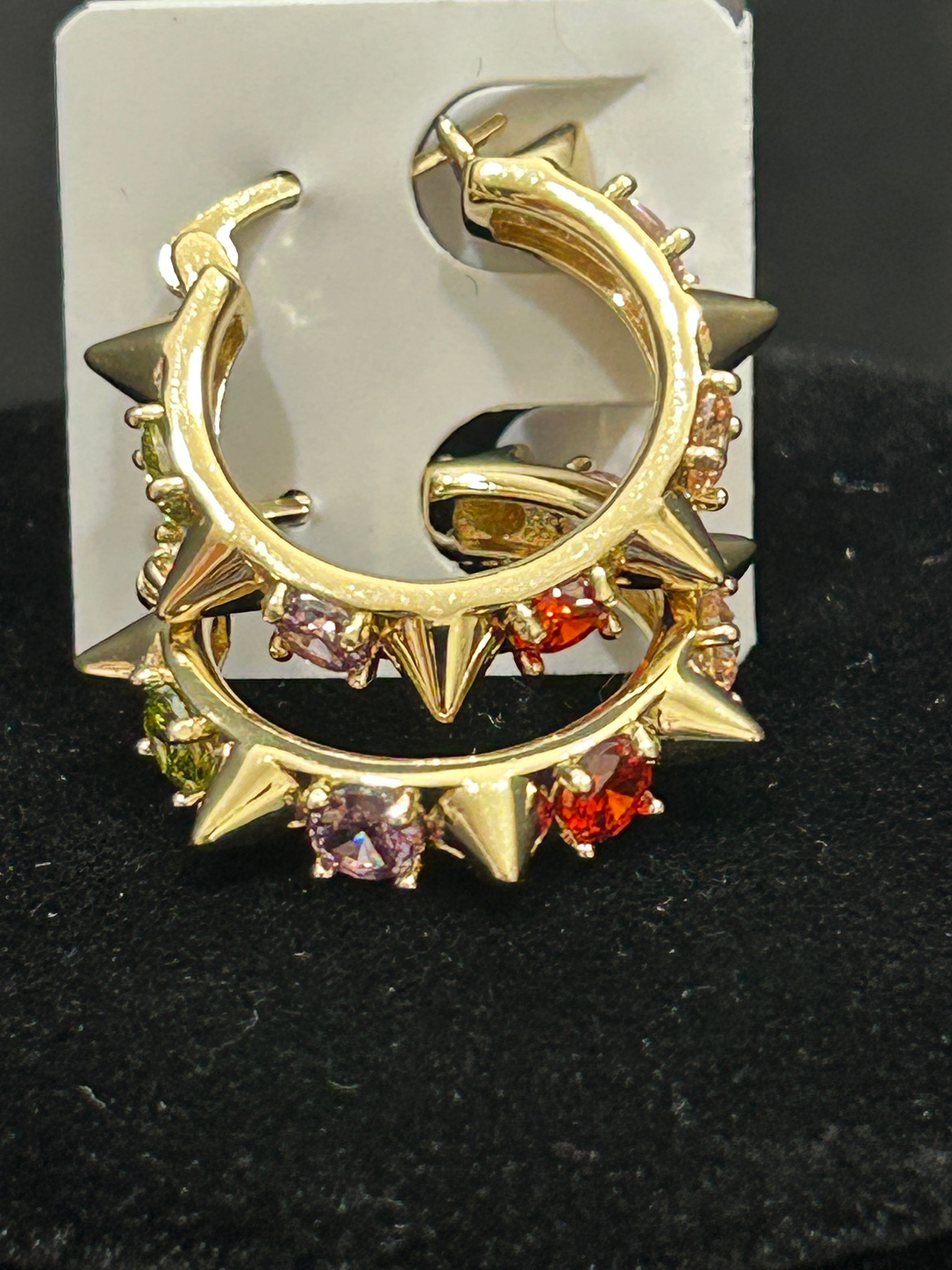 E47 - 14K Gold VVS CZ Spike Hoops