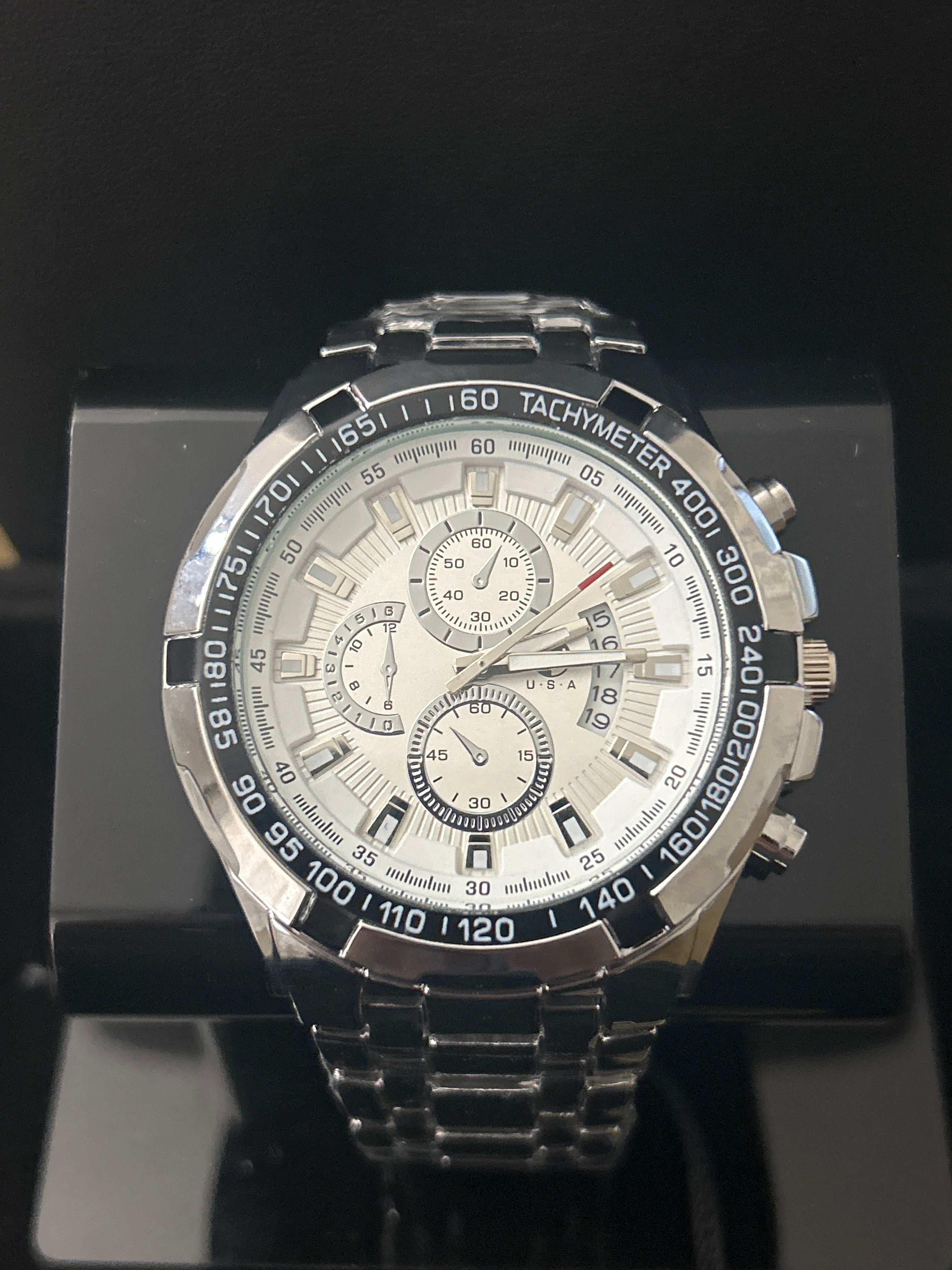 47mm Silver Two Tone Dial Black/Silver