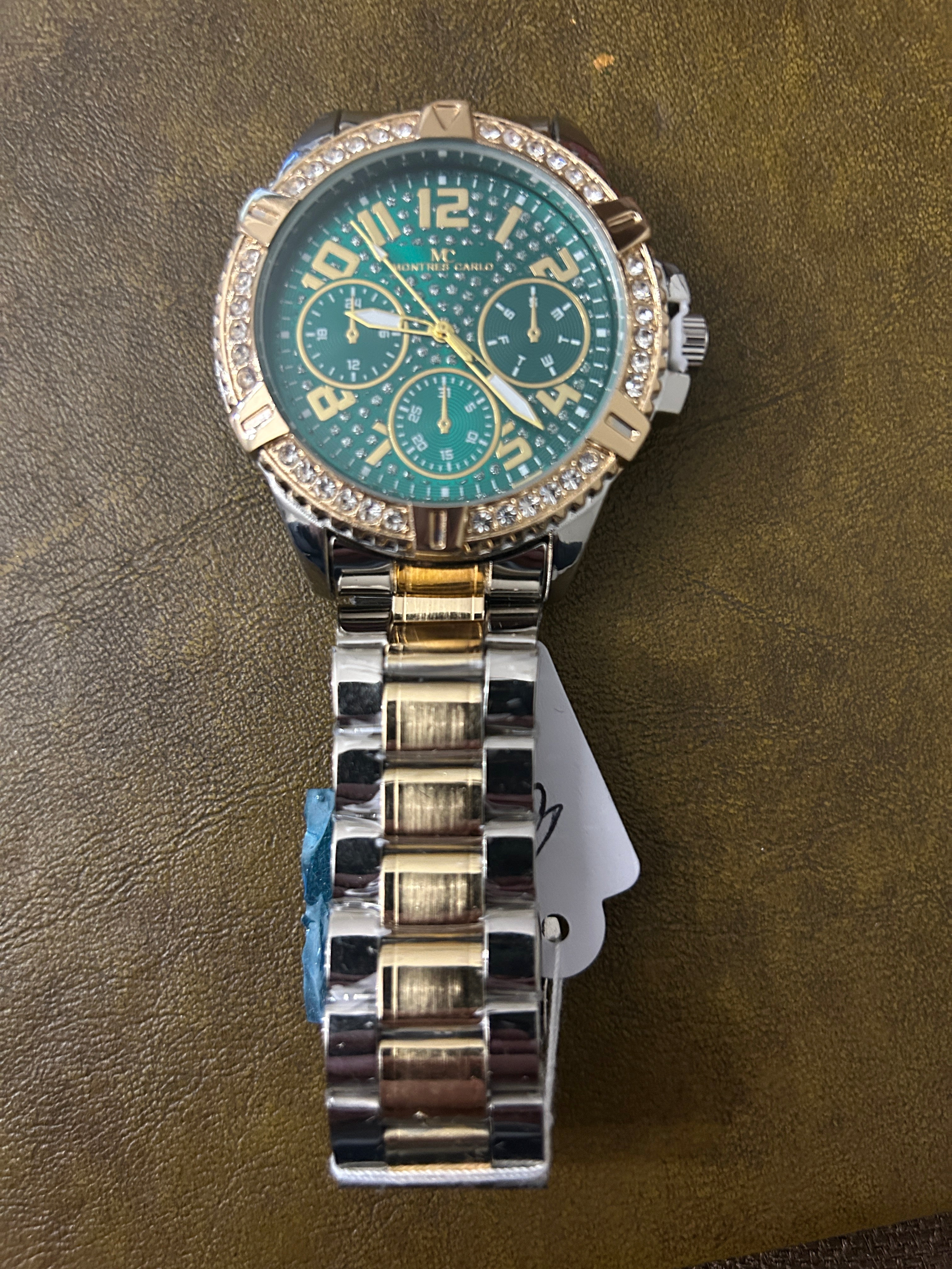 W29 - Two Tone VVS CZ Bezel Green Face