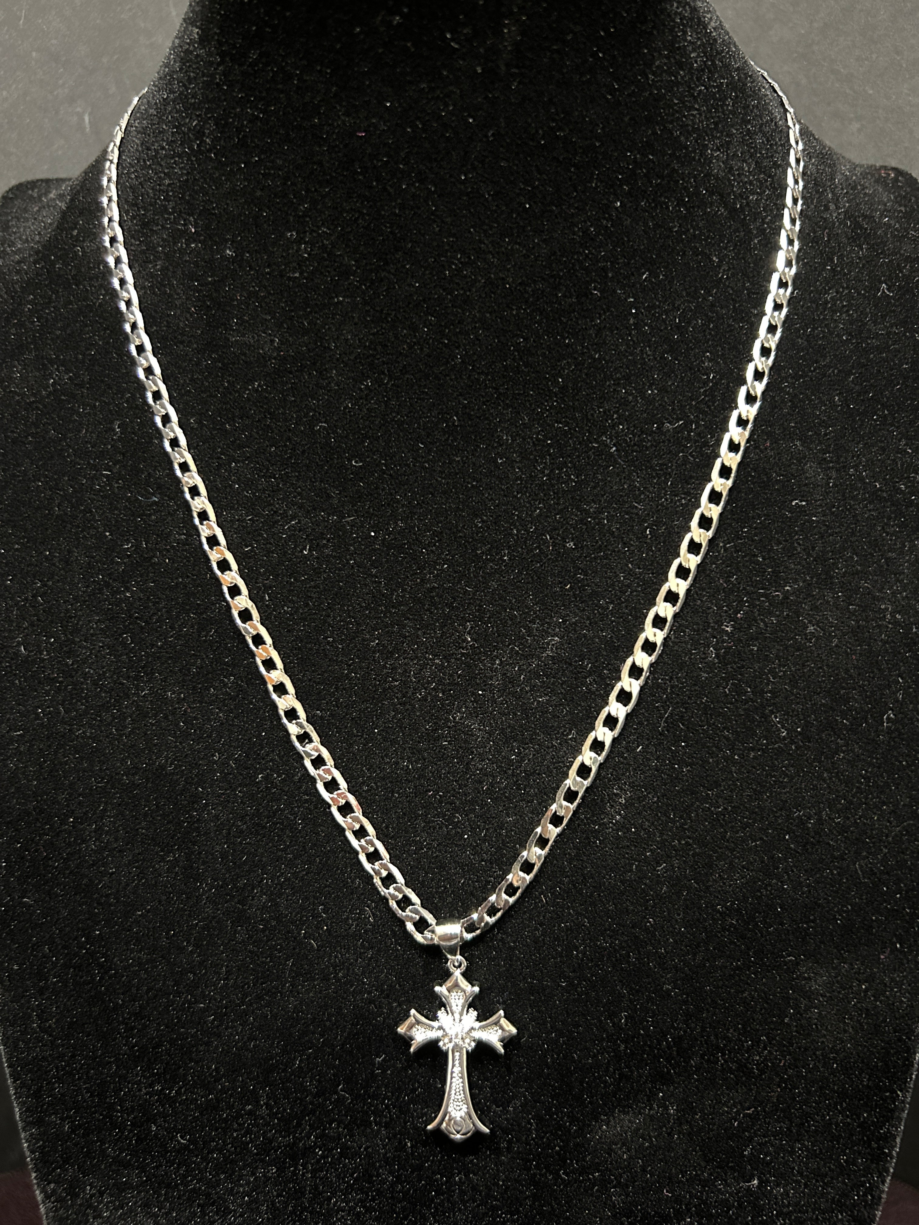 C52 - 14K White Gold 4mm Cuban Combo