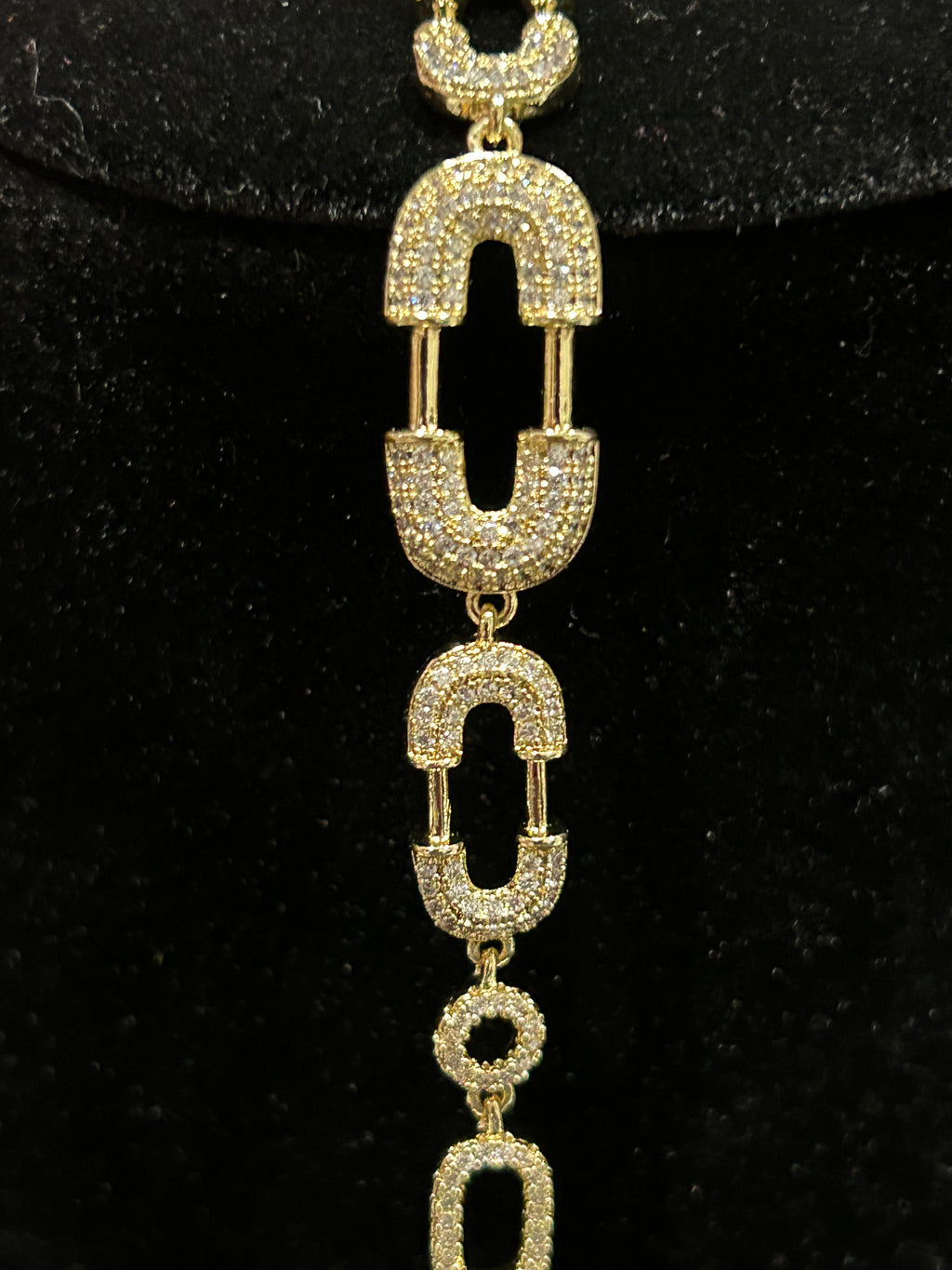 B54 - 14K Gold 7 inch VVS CZ Safety Pin