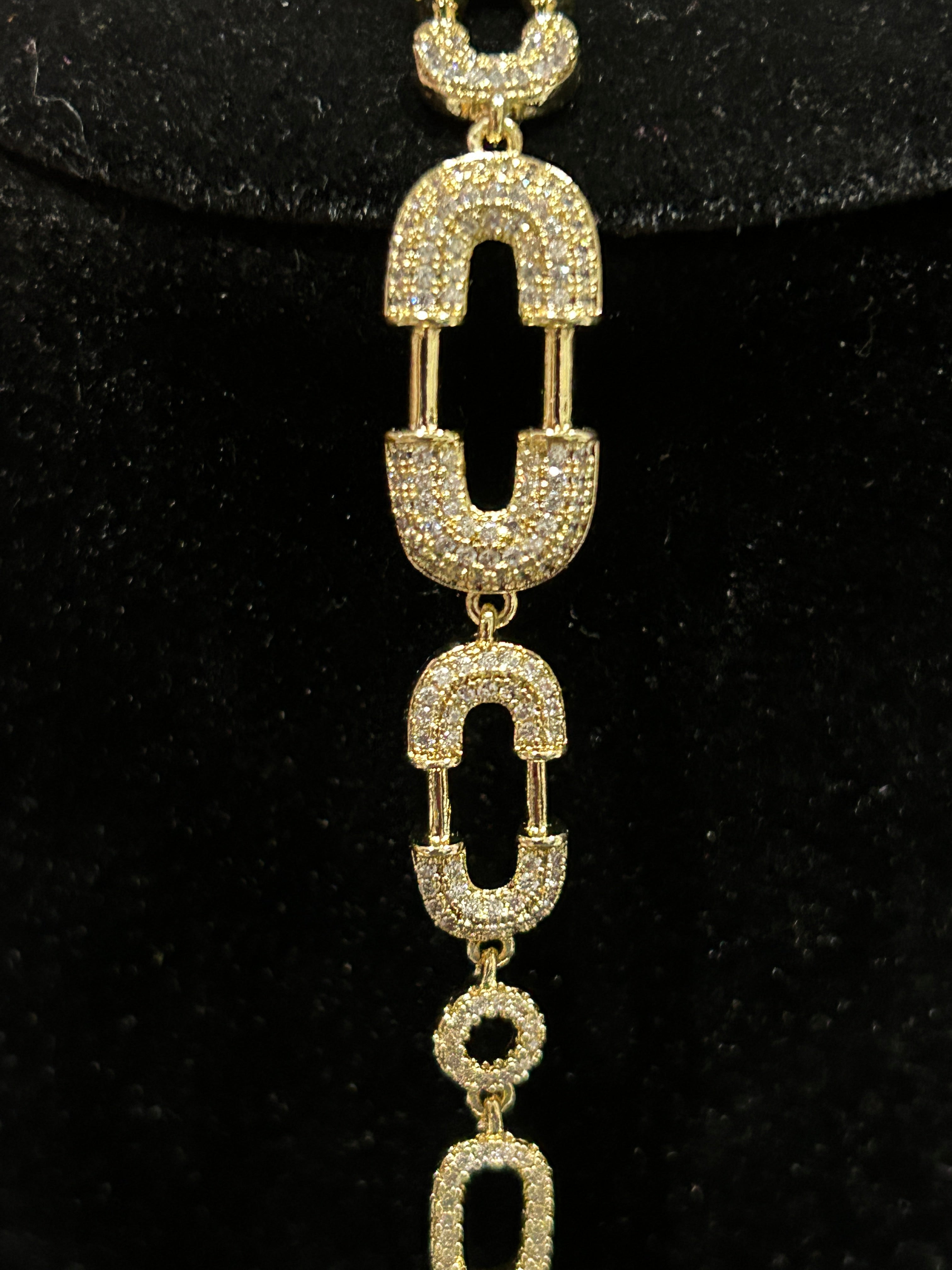 B54 - 14K Gold 7 inch VVS CZ Safety Pin