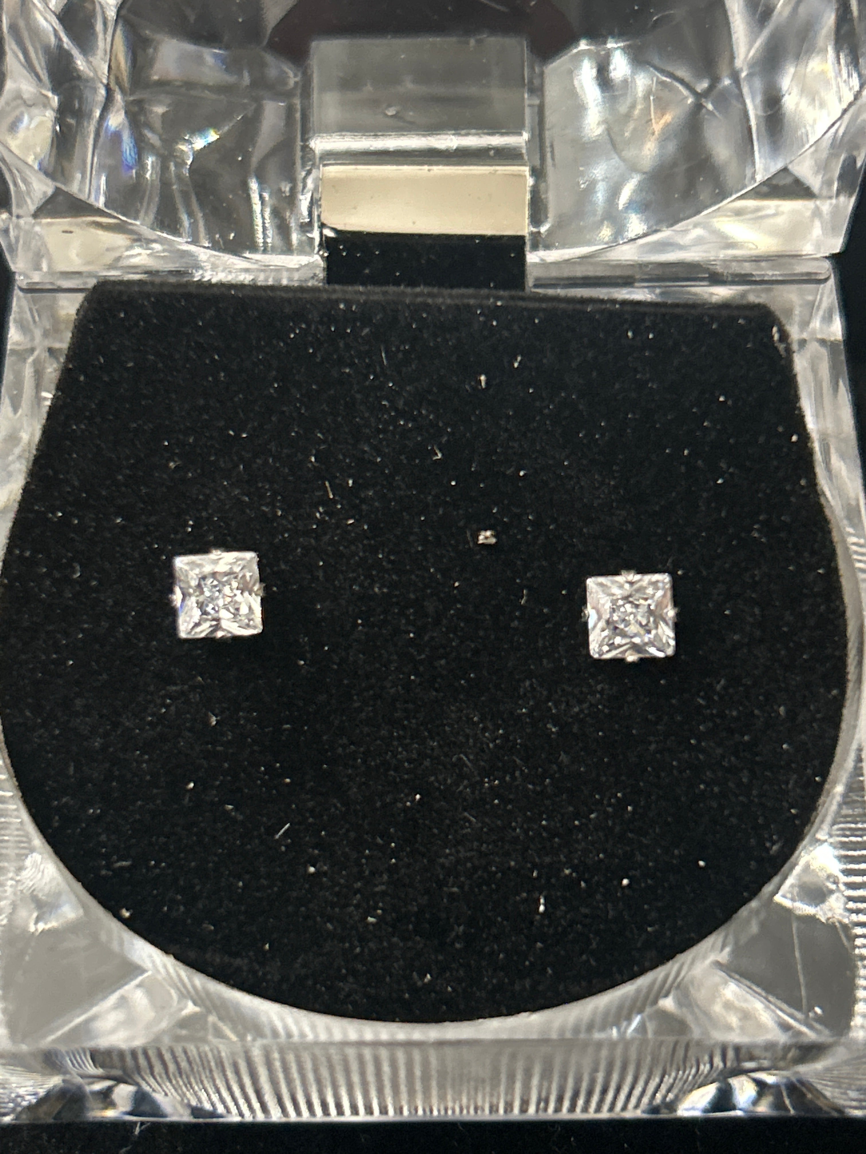Stainless Steel VVS CZ Small Square Studs