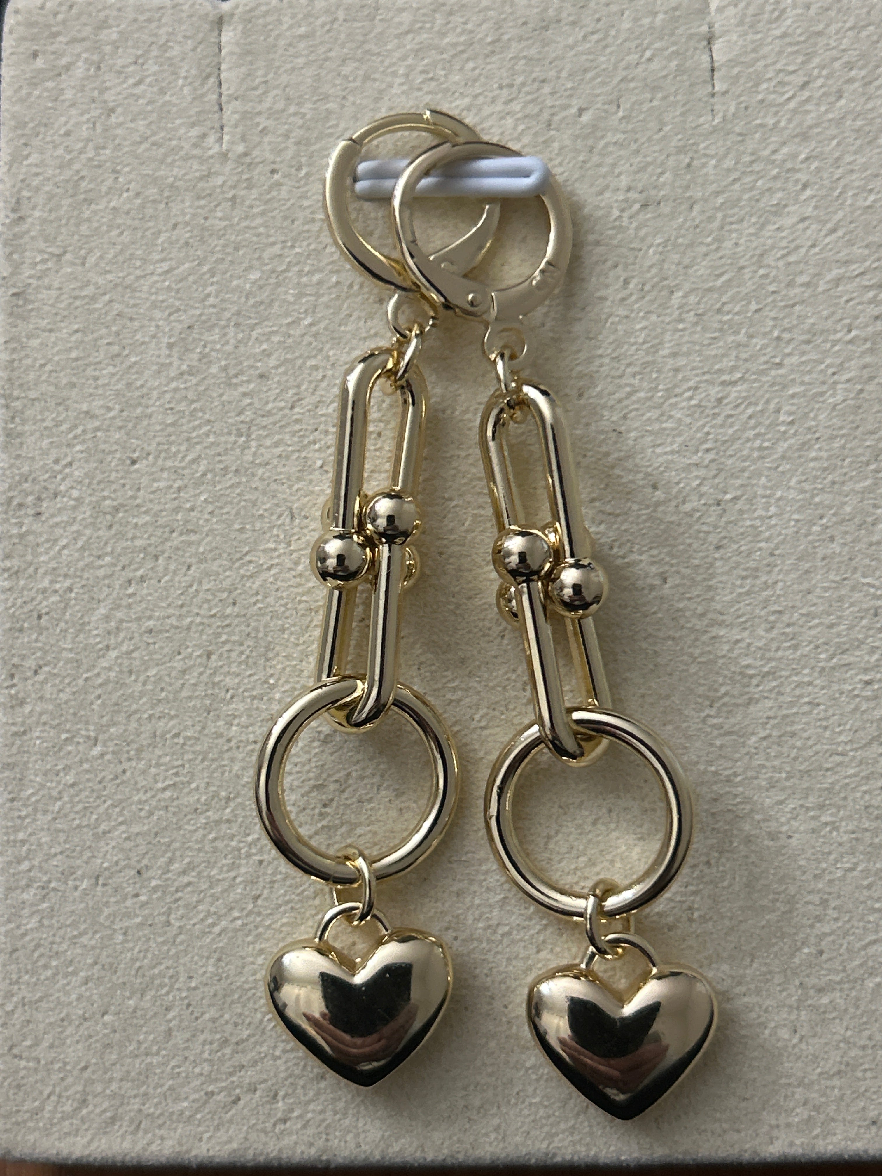14k Gold Tiffany Style Links Dangle Hearts