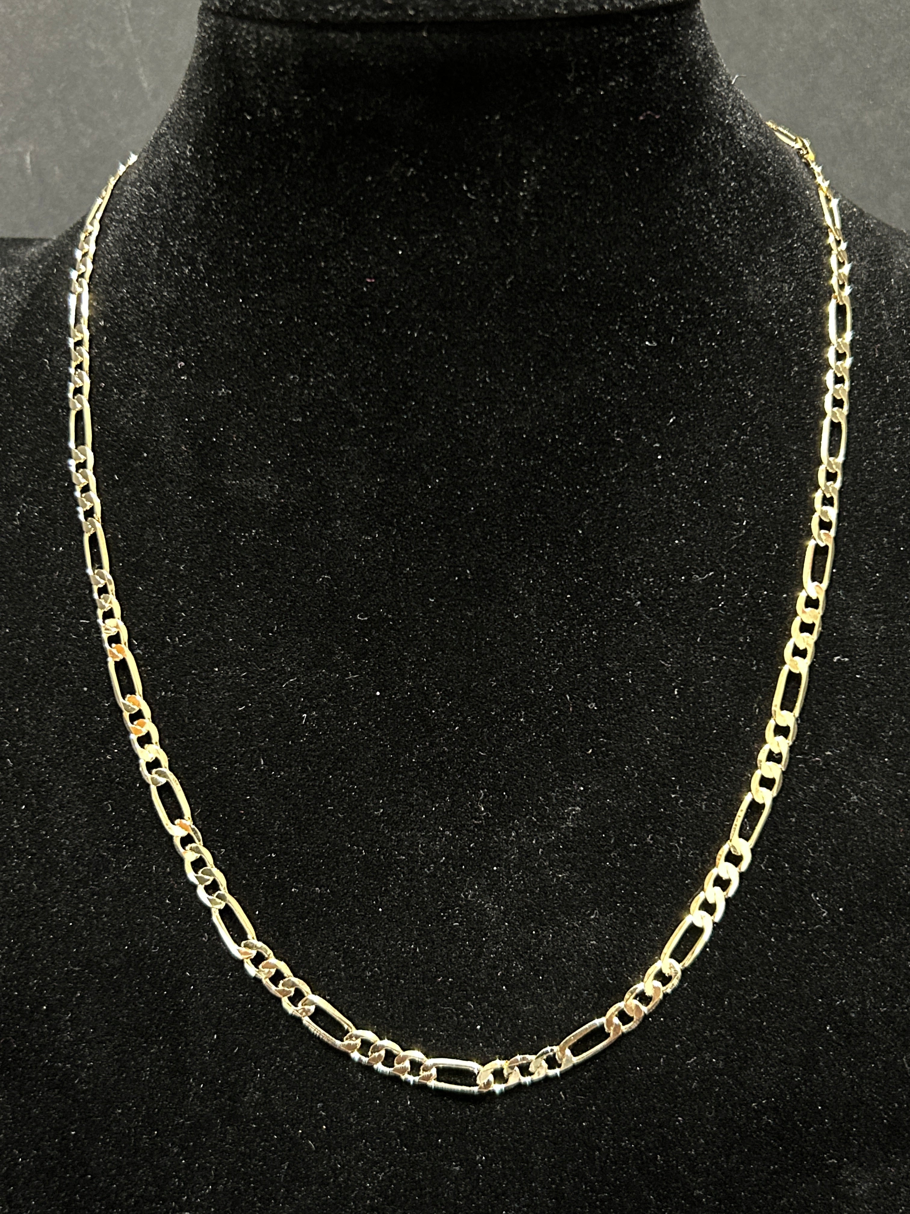 C46 - 14K Gold 18 Inch Diamond Cut Figaro 3.5mm