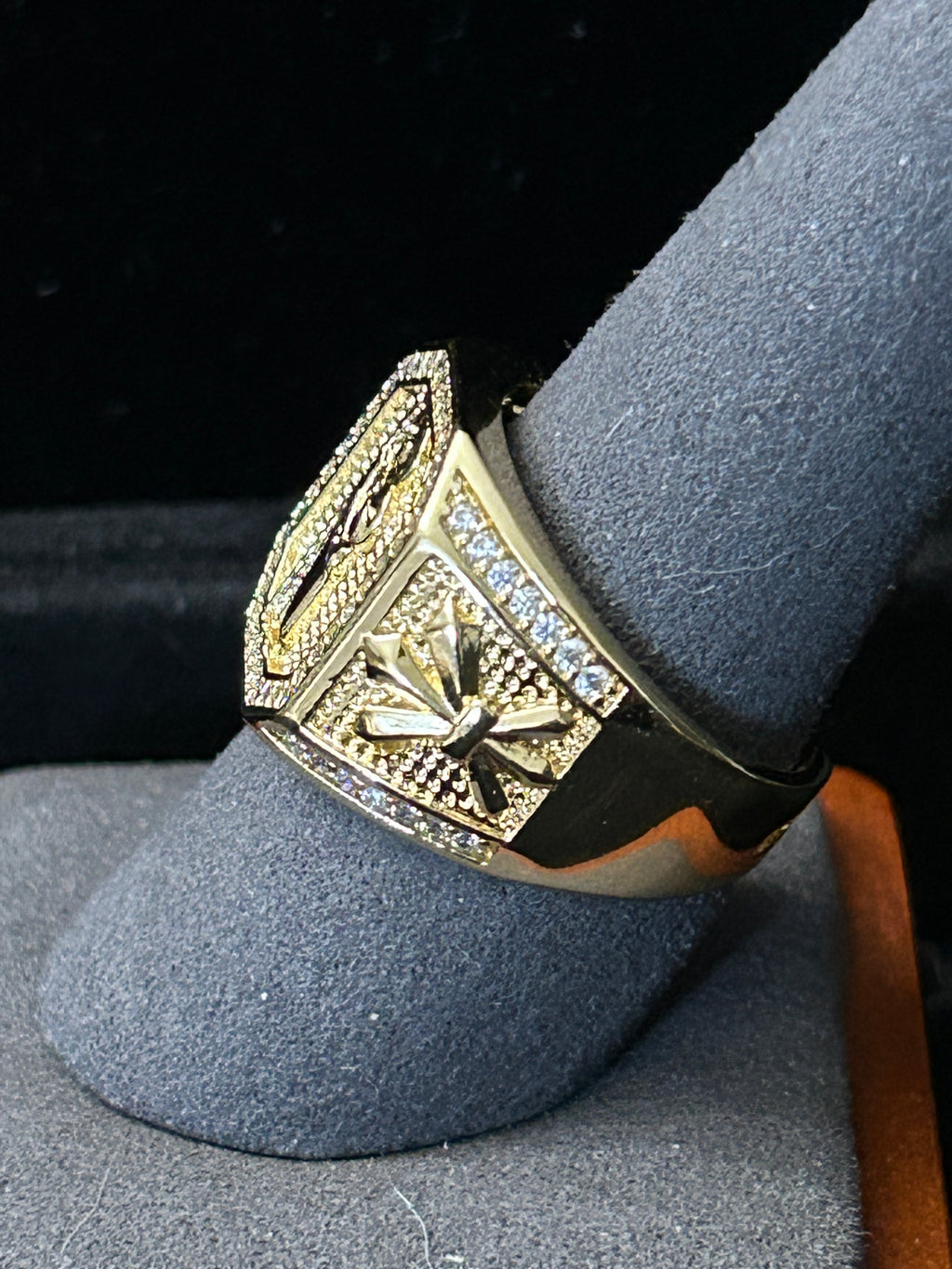 R40 - 14K Gold Adjustable 9-12 VVS CZ Saint Ring