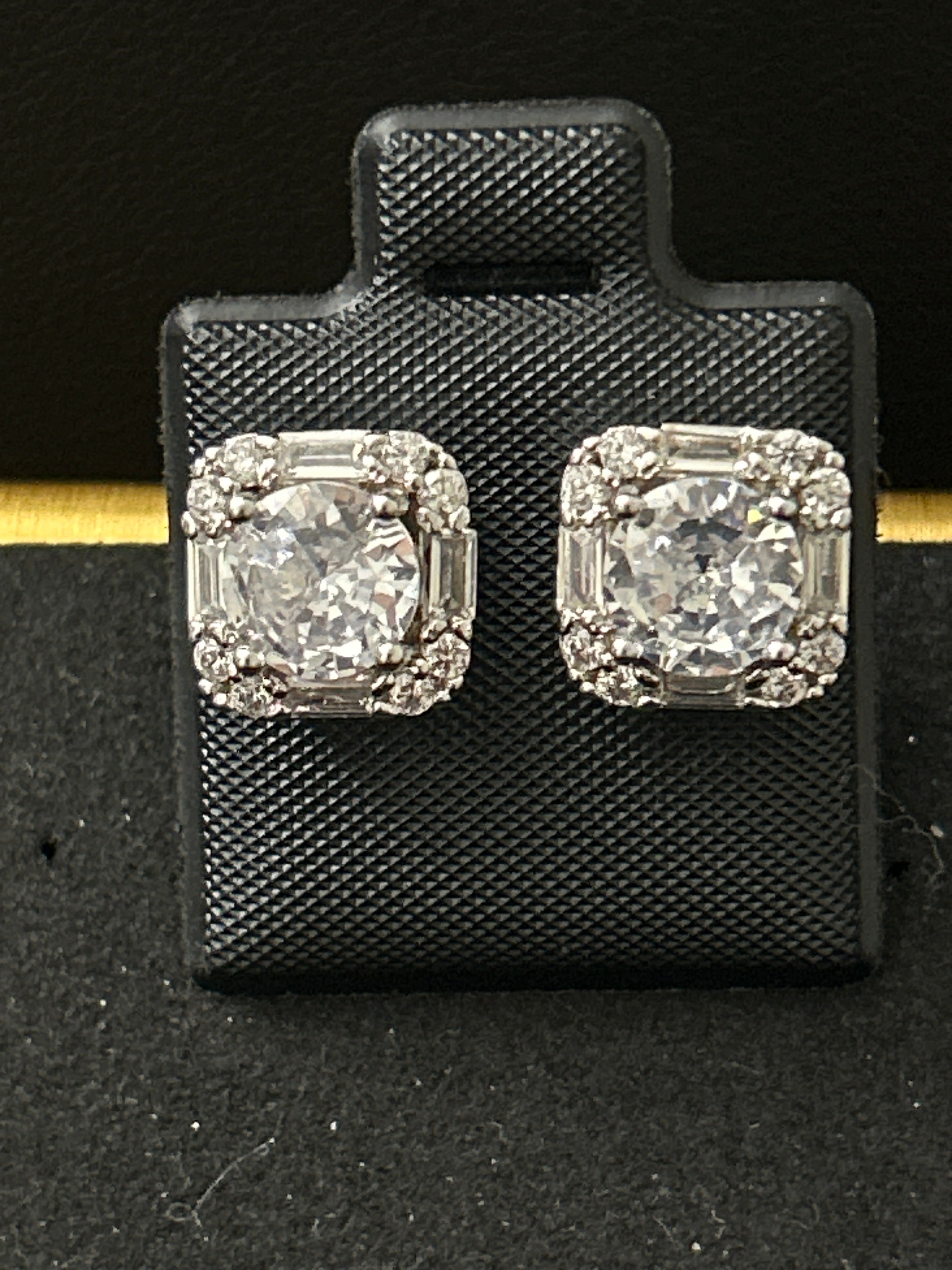 14k White Gold VVS CZ Large Studs