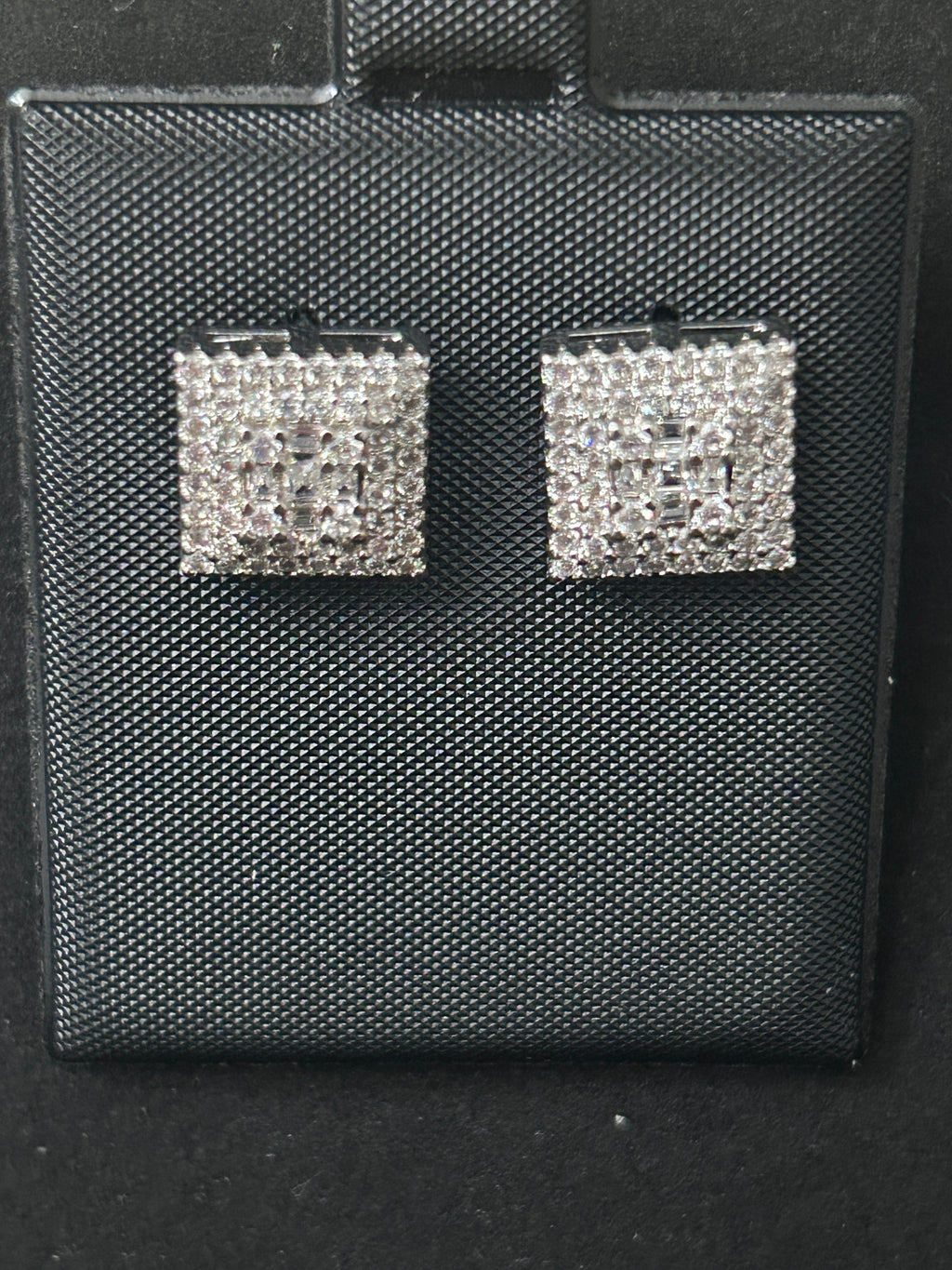 14k White Gold VVS CZ Squares