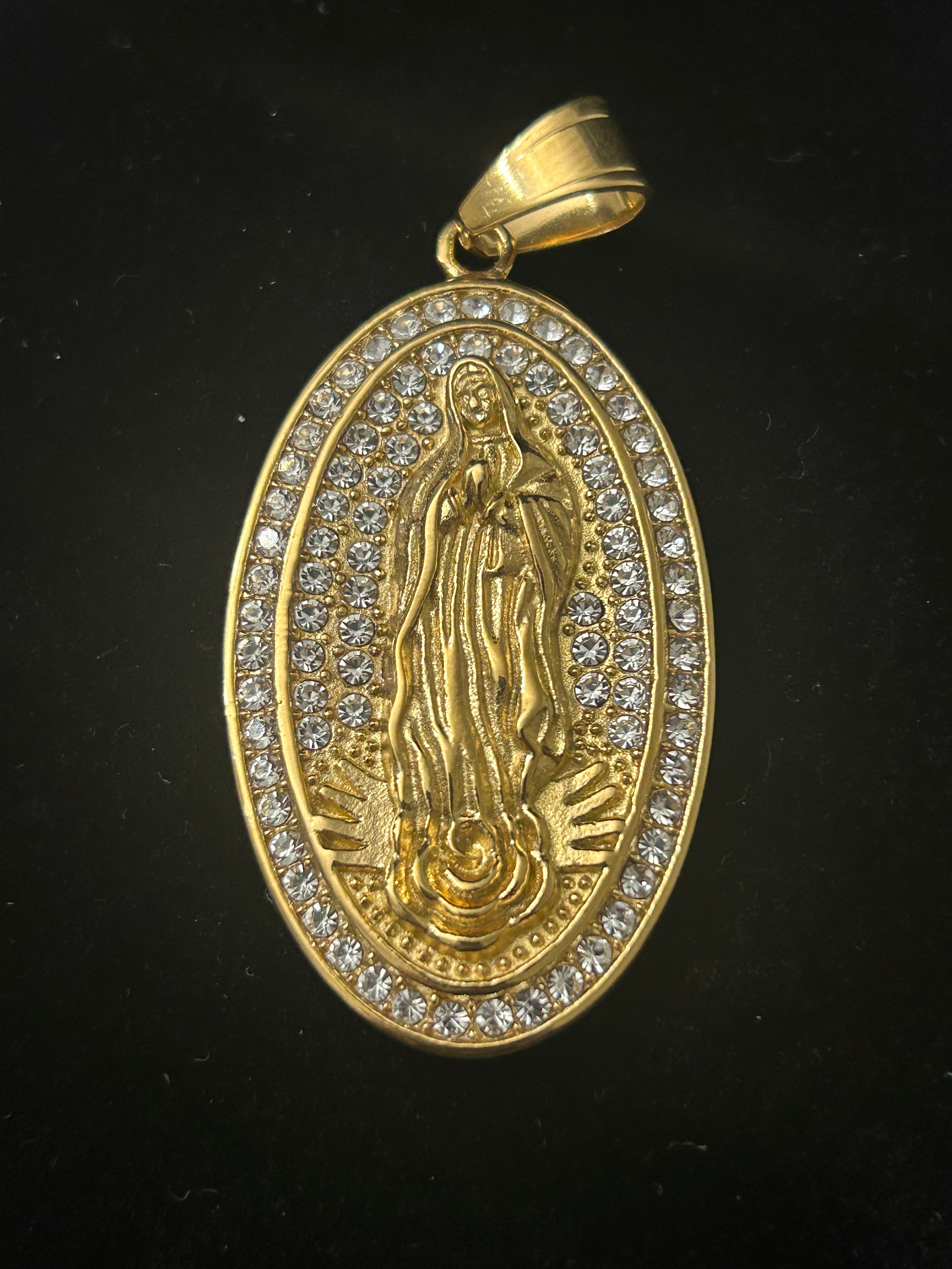 P65 - 14k Gold VVS CZ Large Virgin Mary