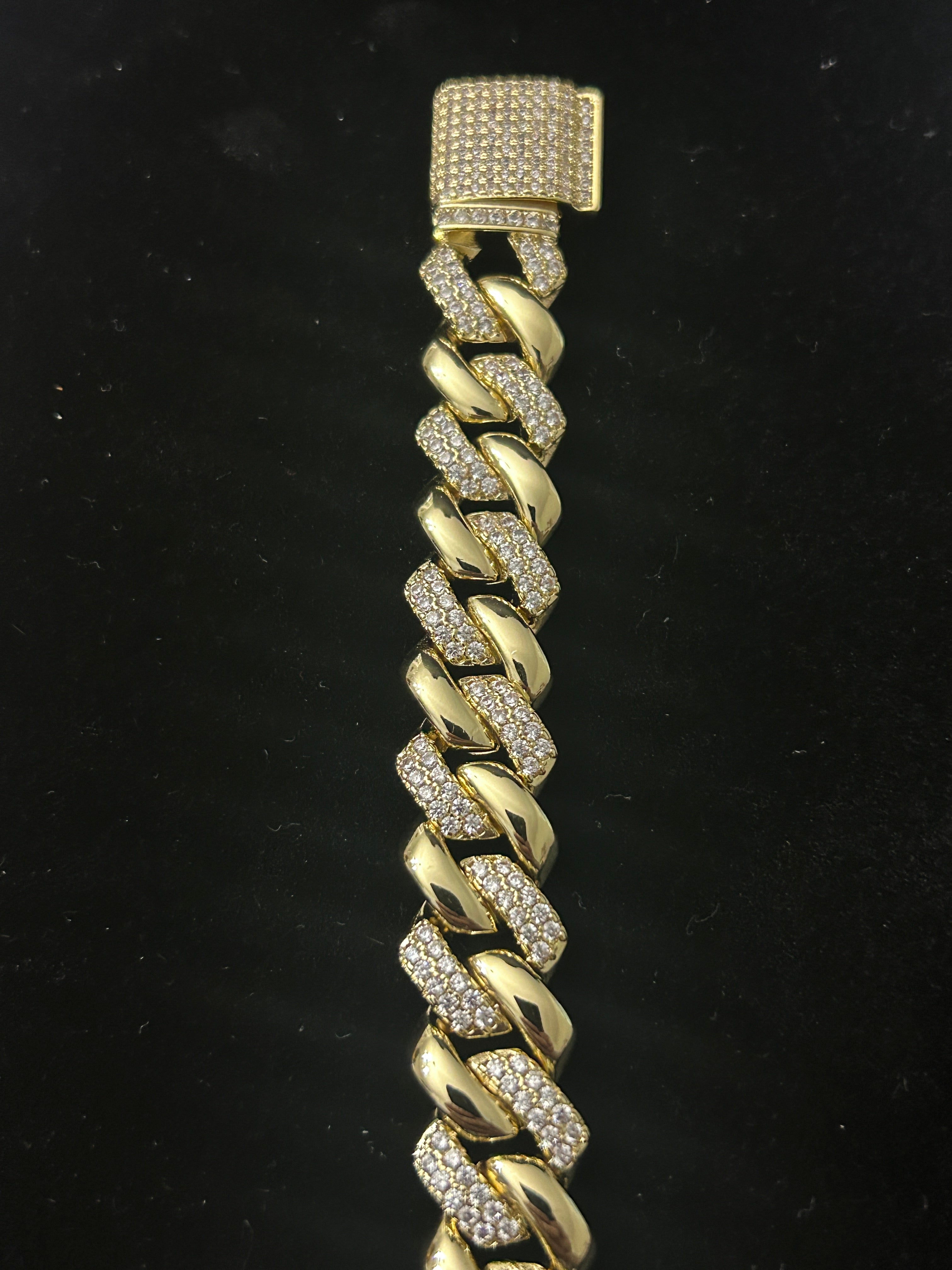 B81 - 14k Gold 8.5 Inch VVS CZ Cuban