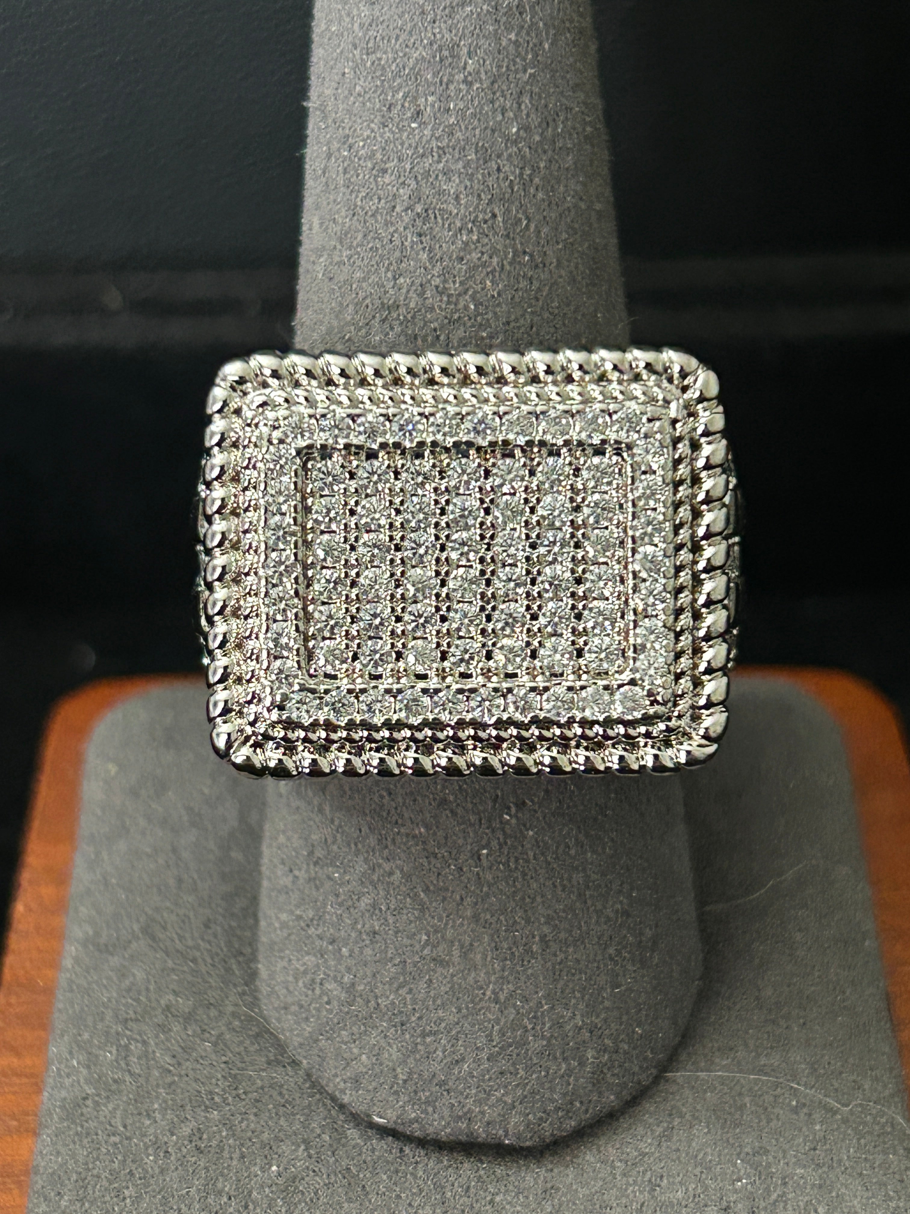 R66 - 14k White Gold VVS CZ Square Men’s Size 10