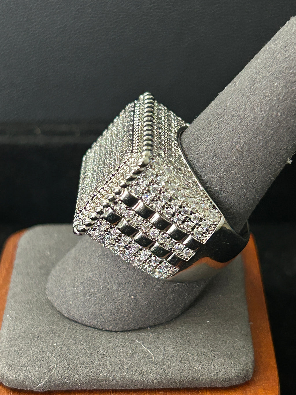 R66 - 14k White Gold VVS CZ Square Men’s Size 10