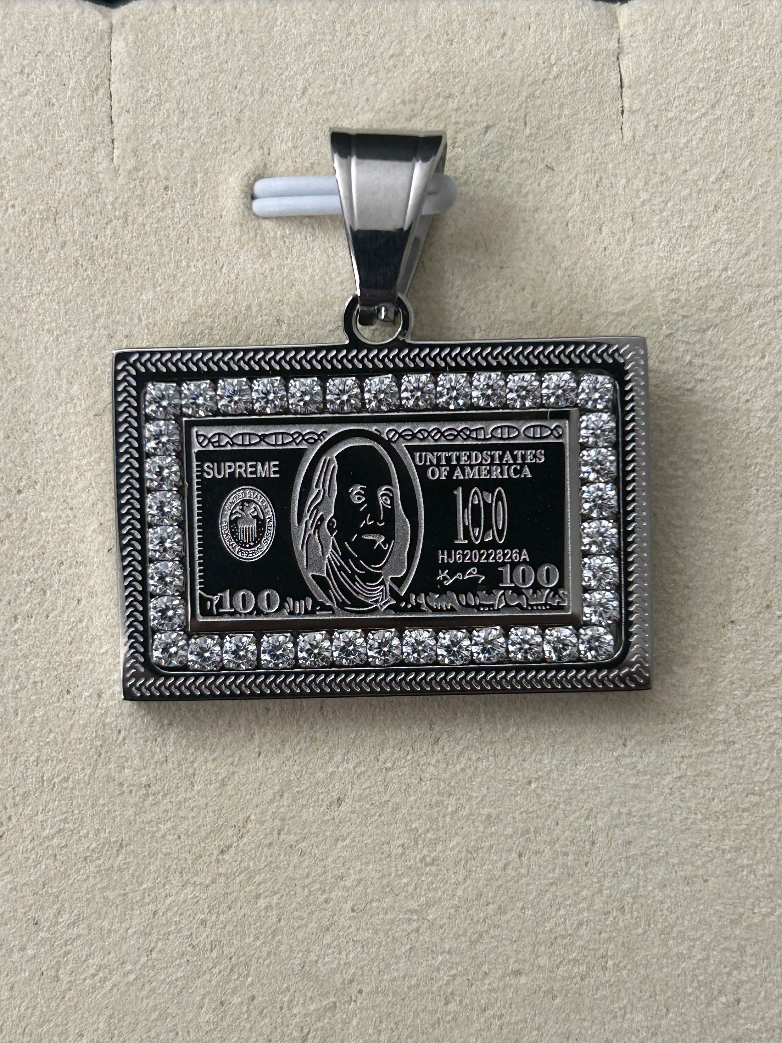 P69 - 14k Gold VVS CZ 100 Dollar Bill