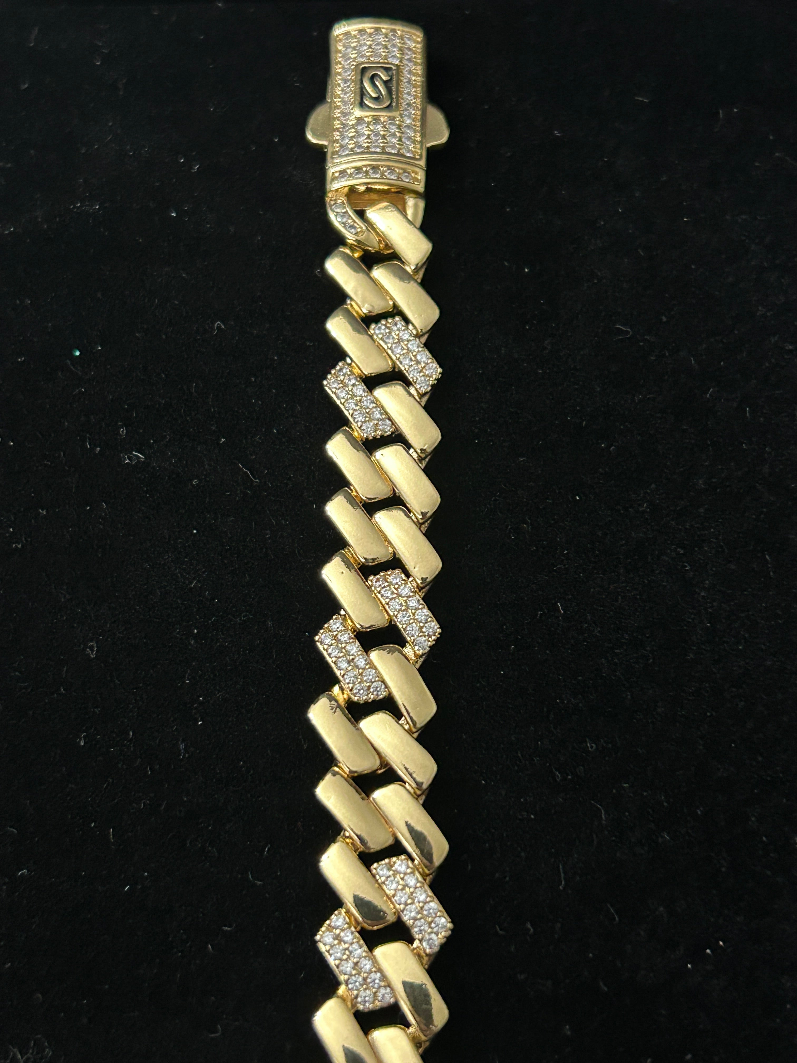 B88 - 14k Gold 8 Inch Cuban VVS CZ 10.5 mm