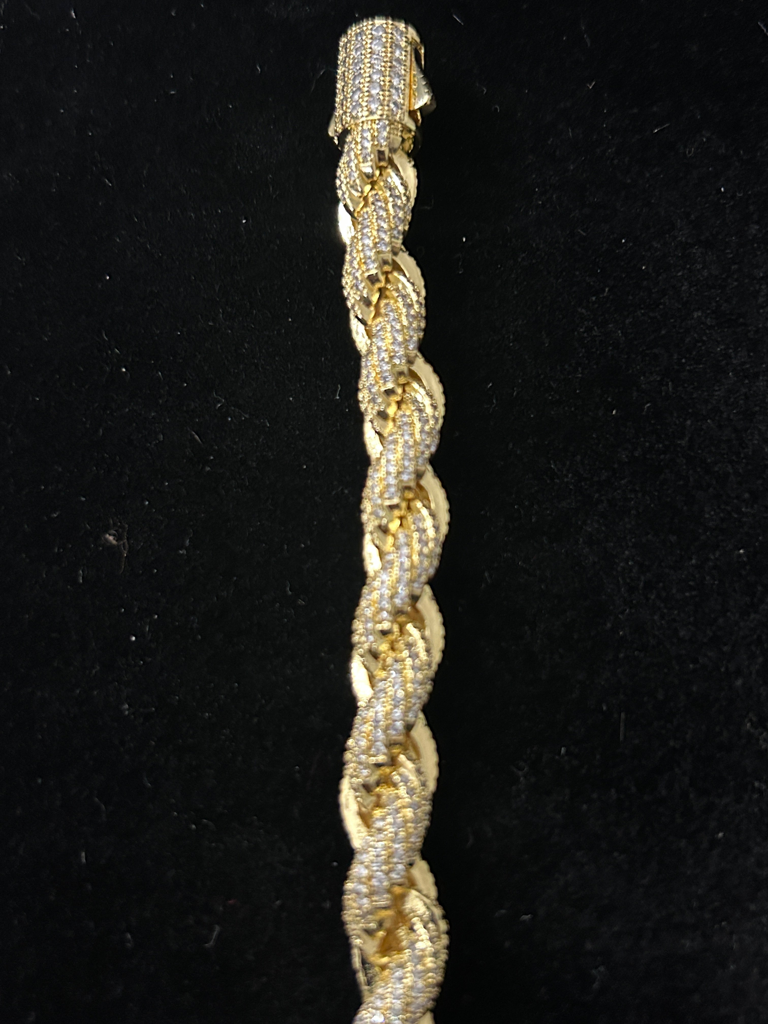 B90 - 14 Gold VVS CZ Rope 8 Inch