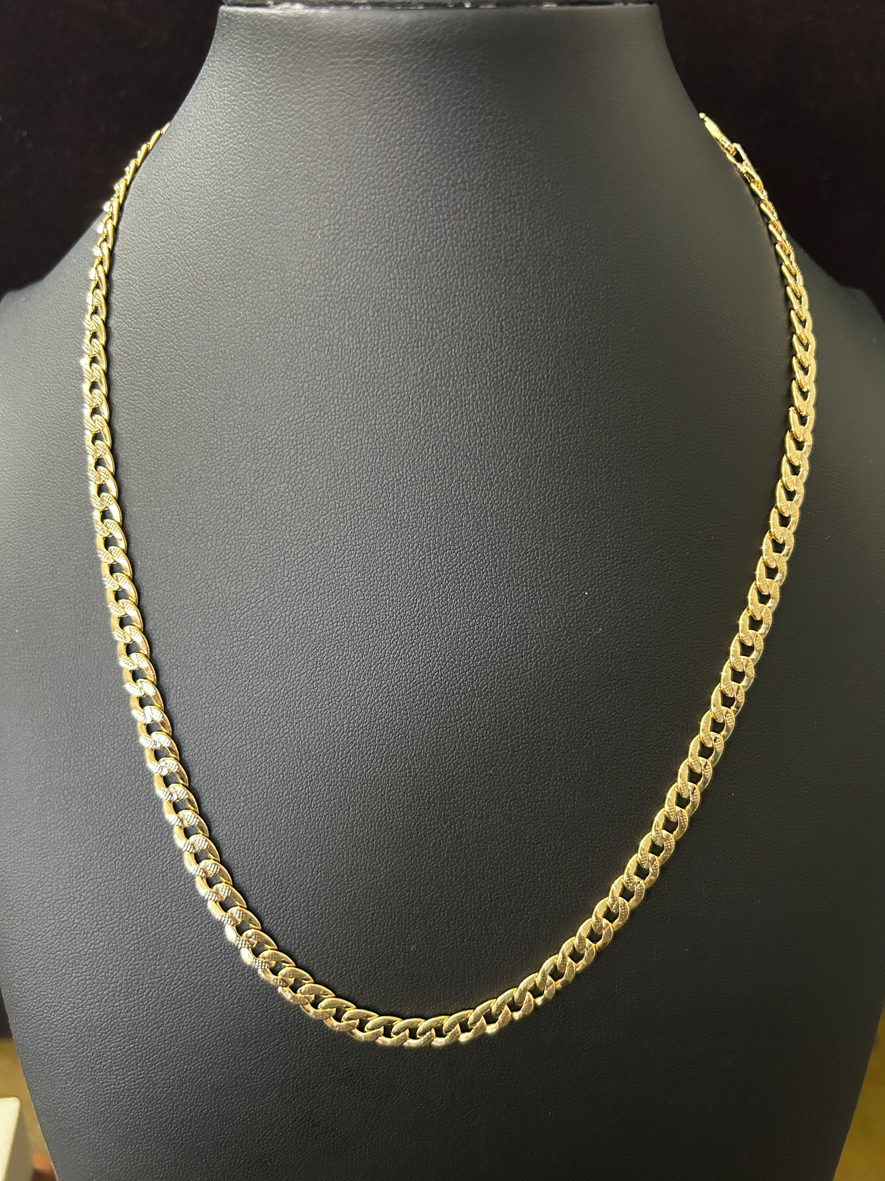 C85 - 14k Gold Diamond Cut Cuban 20 Inch