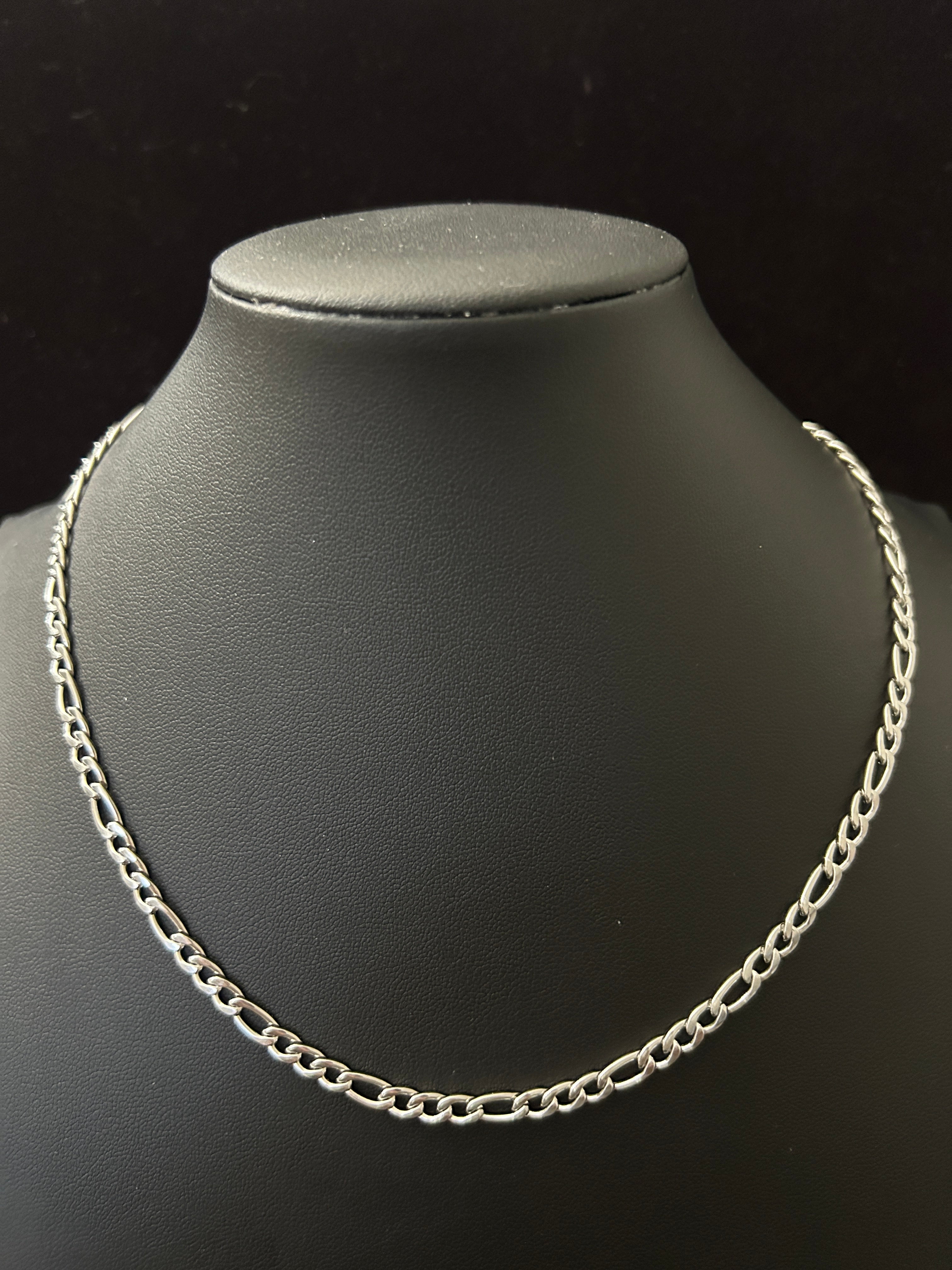 C86 - 14k White Gold Over Stainless 18 Inch Figaro