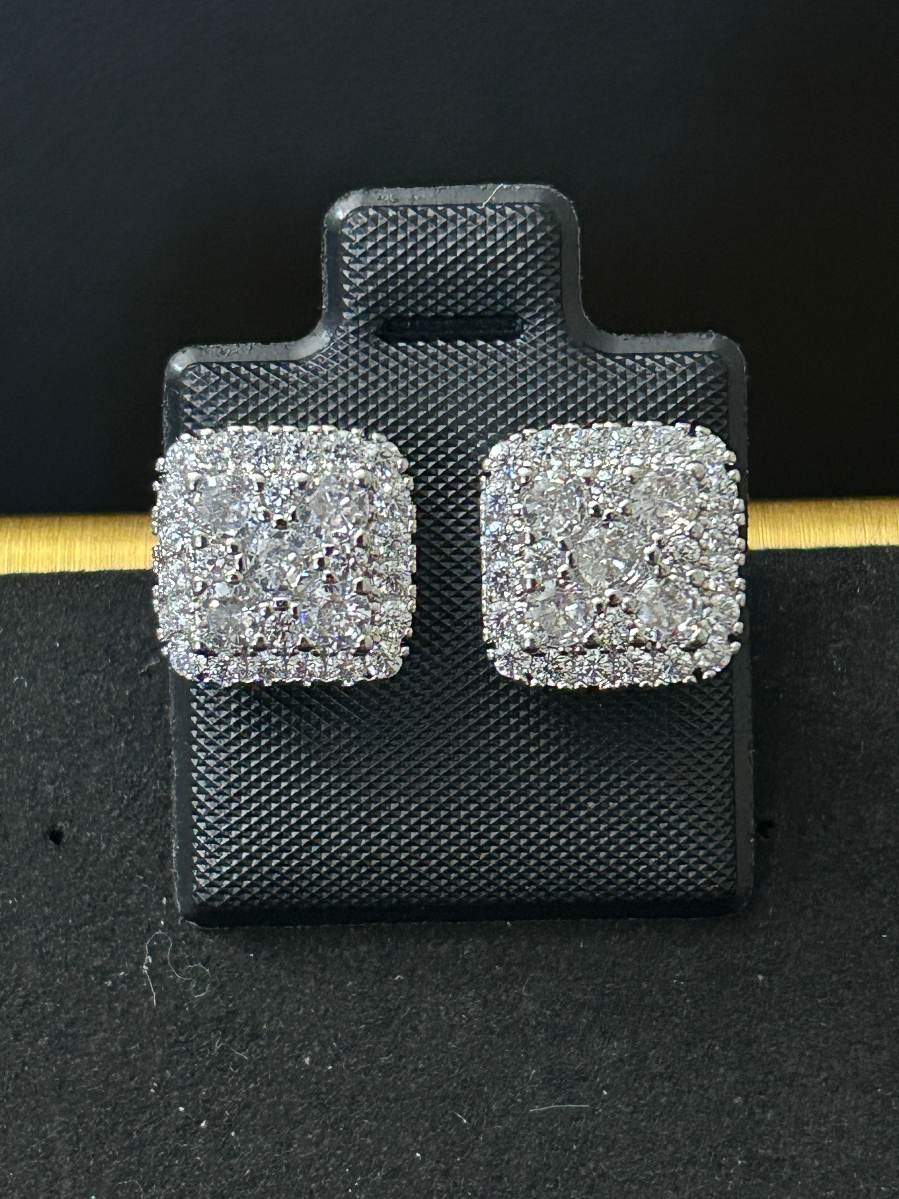 E90 - 14k White Gold VVS CZ Square Studs
