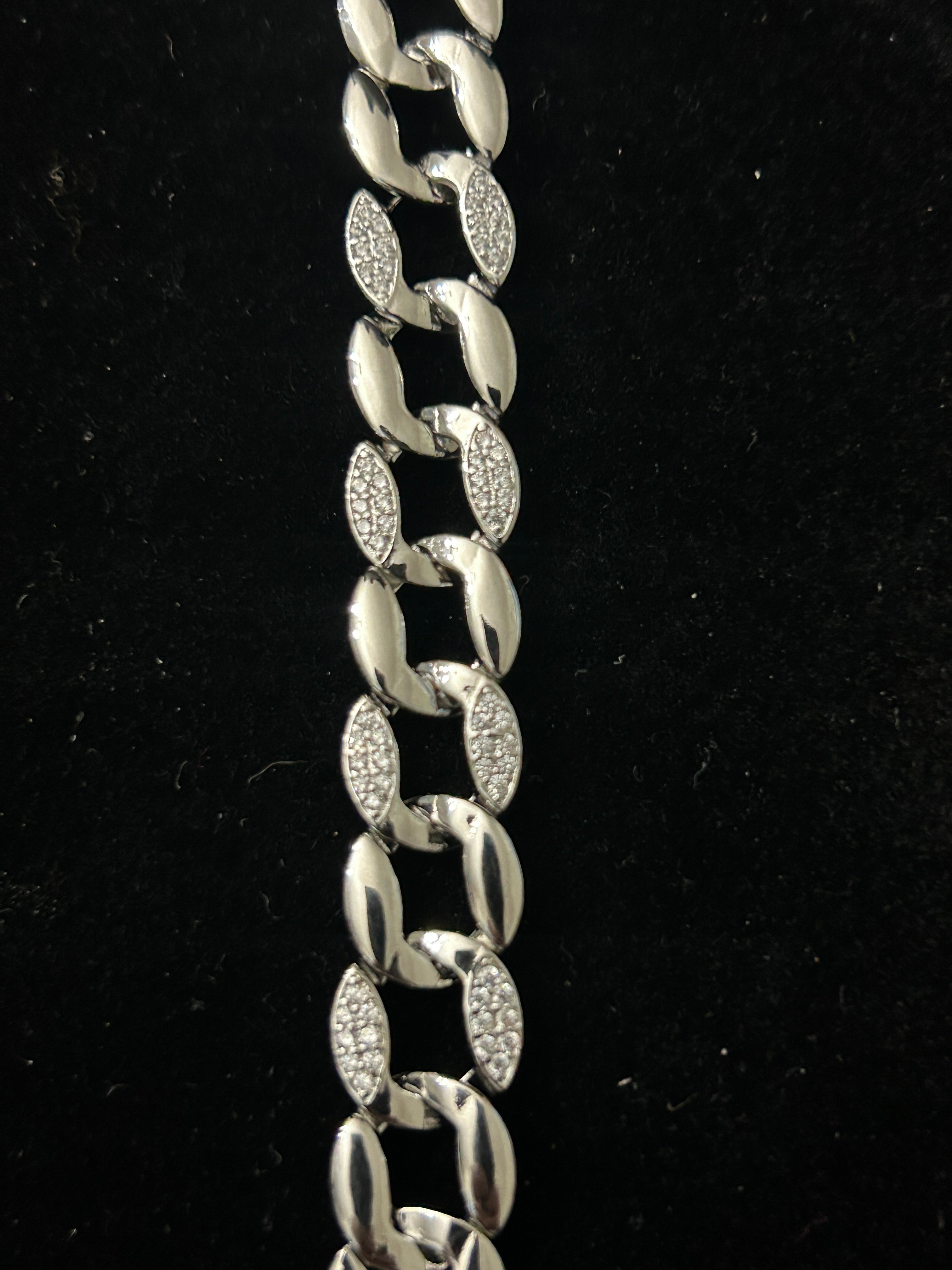 B93 - 14k White Gold VVS CZ 8 Inch 11MM