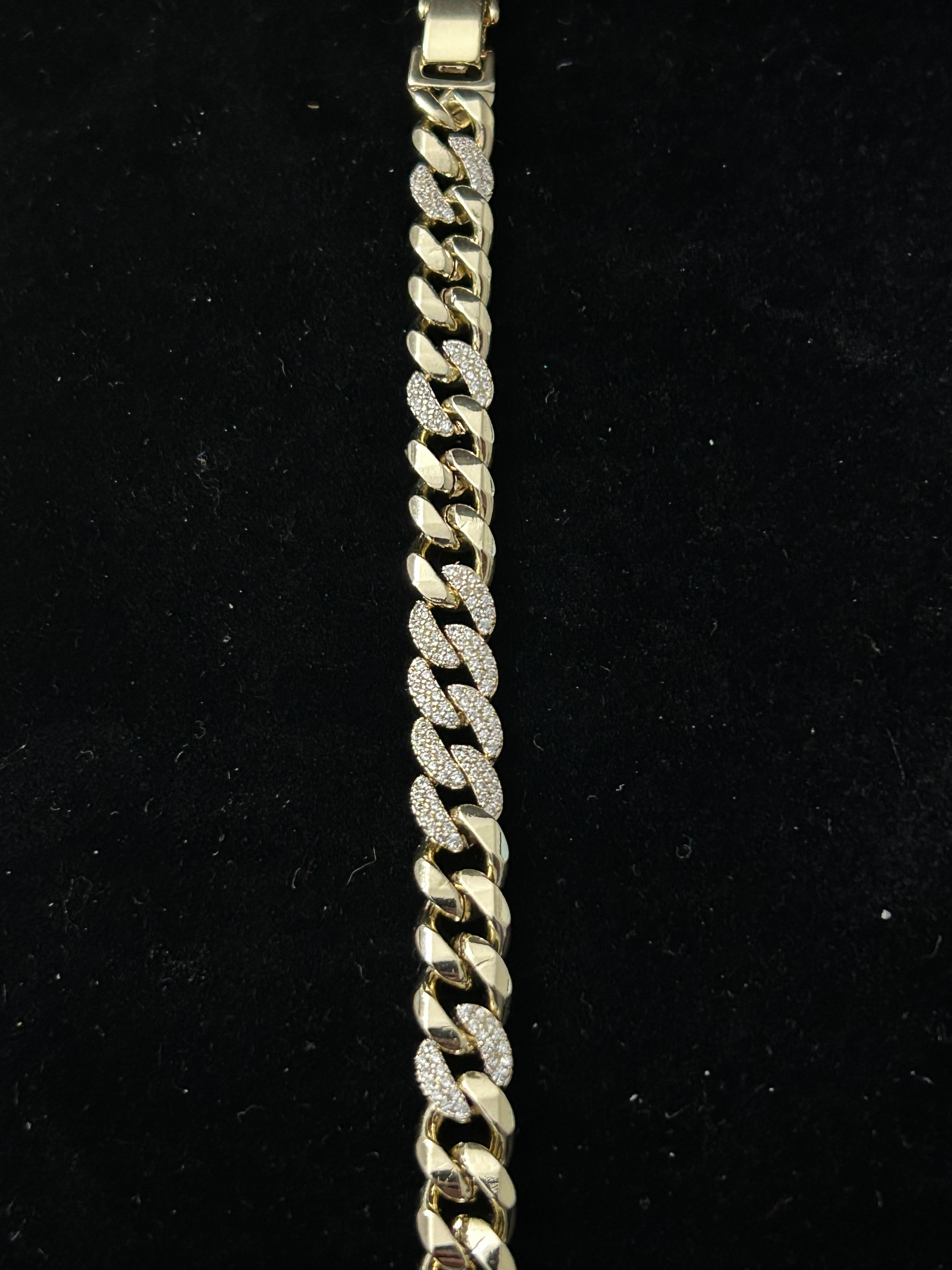 14k Gold VVS CZ 8 Inch Cuban 8MM