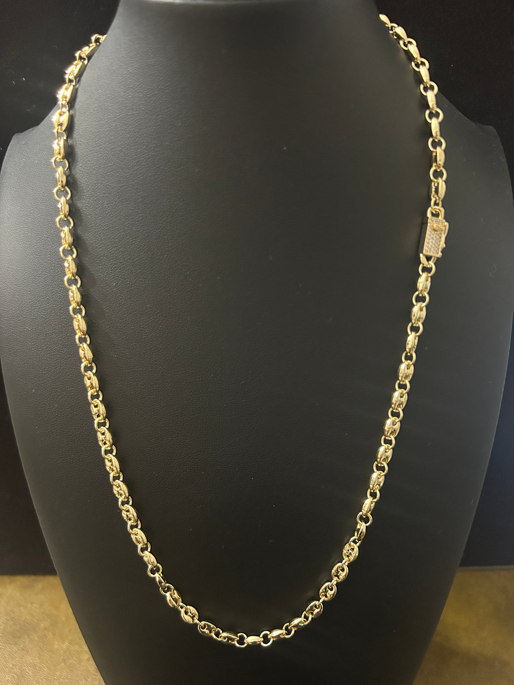 C91 - 14k Gold Bubble Gucci 24Inch VVS CZ Lock