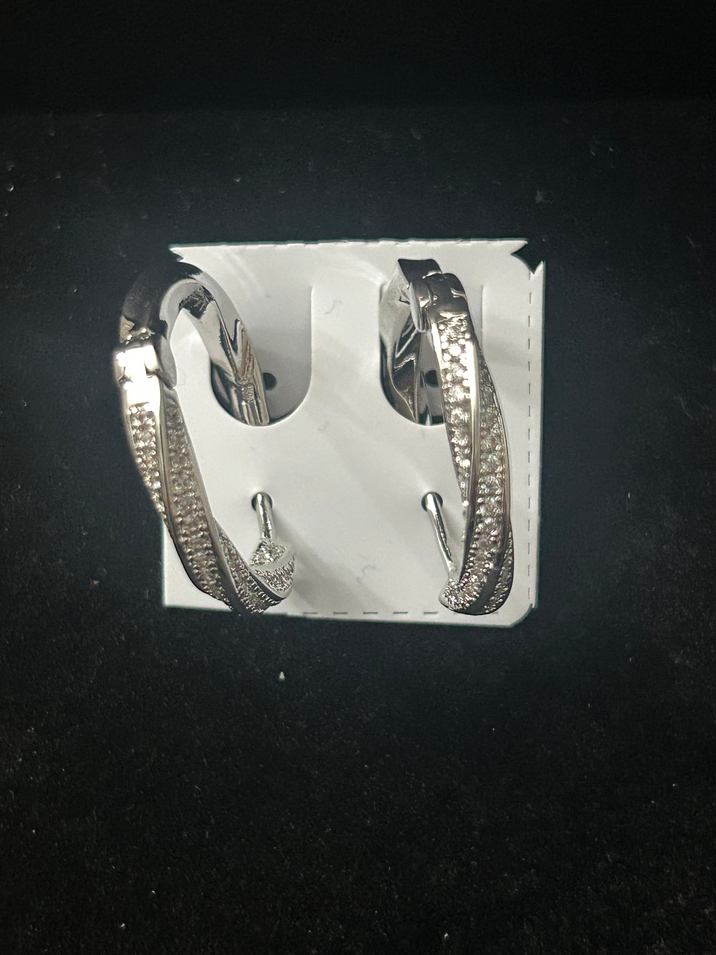 E96 - 14k White Gold VVS CZ Hoops