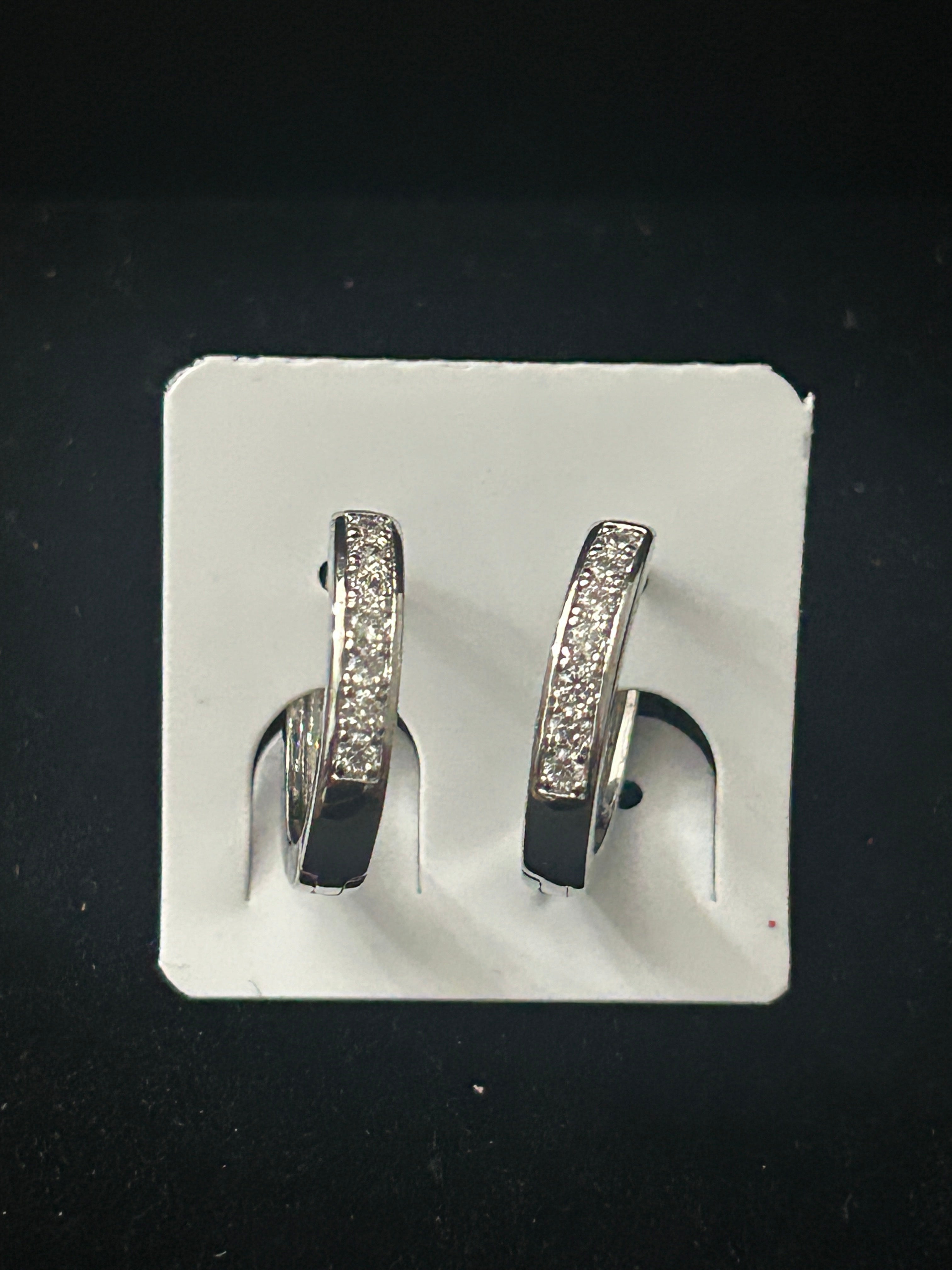 E97 - 14k White Gold VVS CZ Hoops