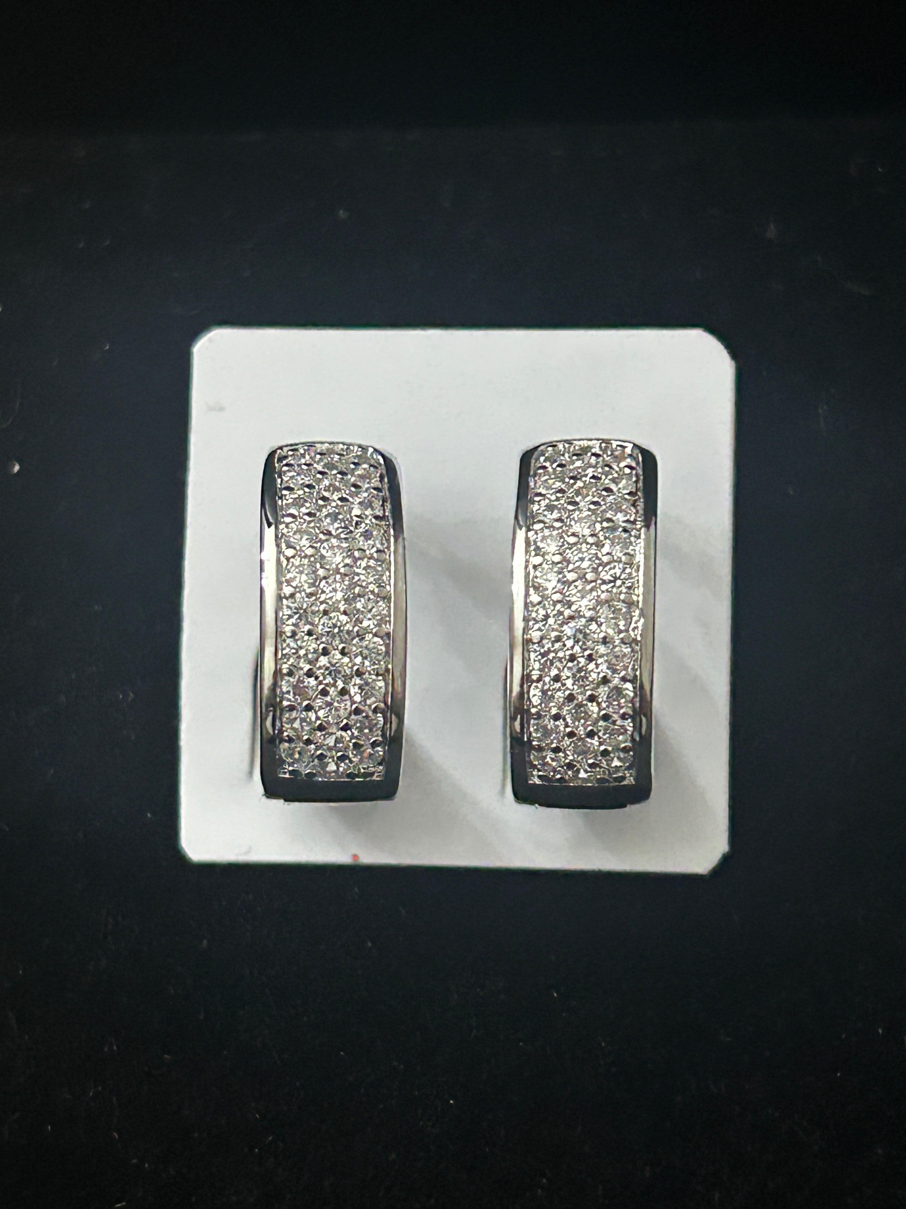 E99 - 14k White Gold VVS CZ Hoops